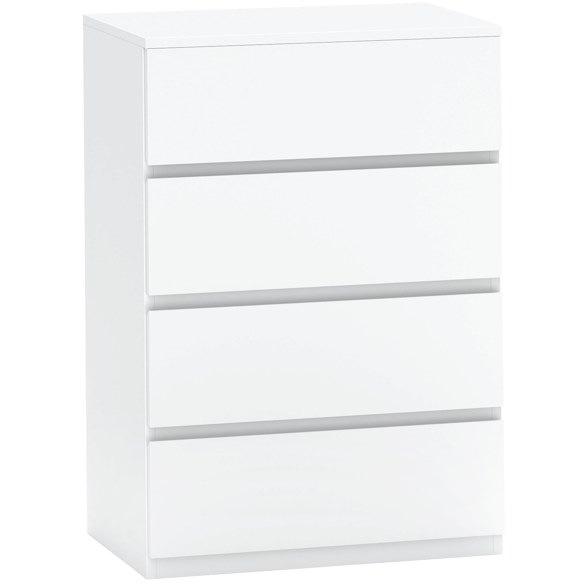 HERON White Chest of Drawers - Narrow-sized, 4 Drawers - Life Essentials