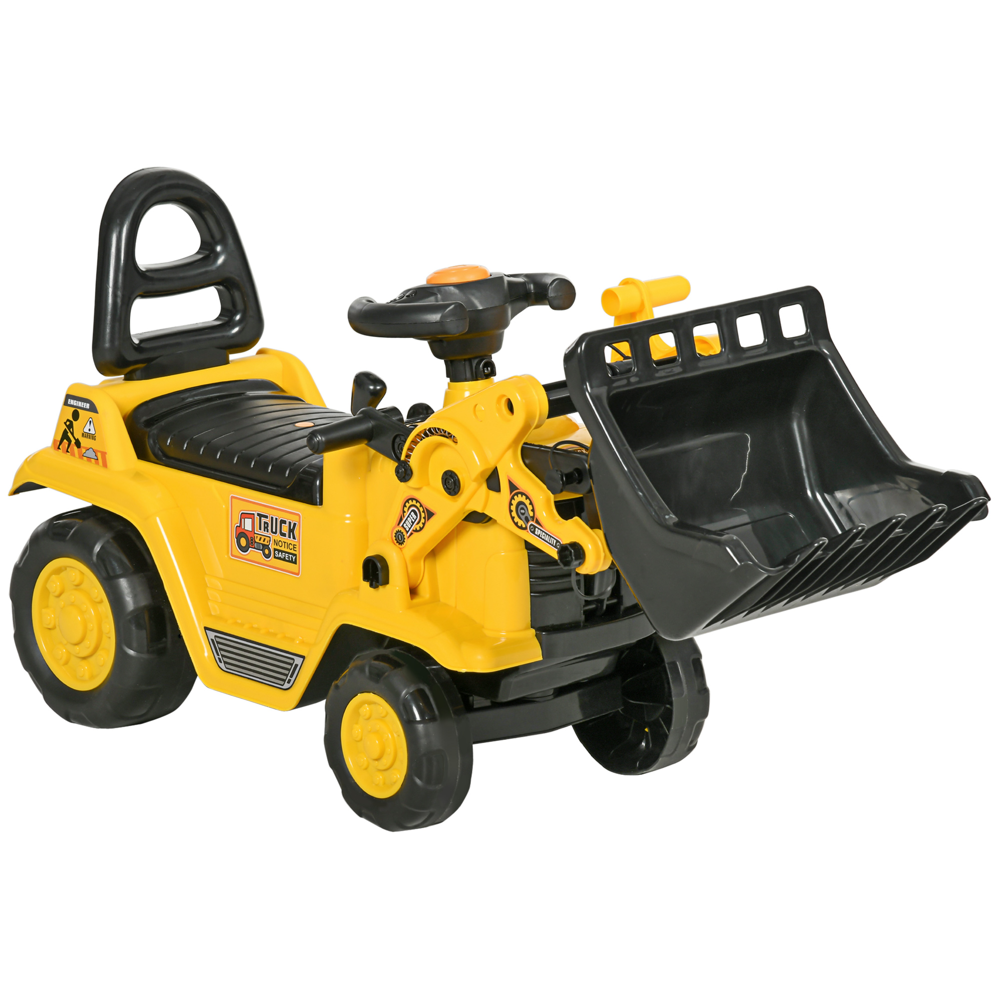 NO POWER 3 in 1 Ride On Toy Bulldozer Digger Tractor Pulling Cart Pretend Play Construction Truck - Life Essentials