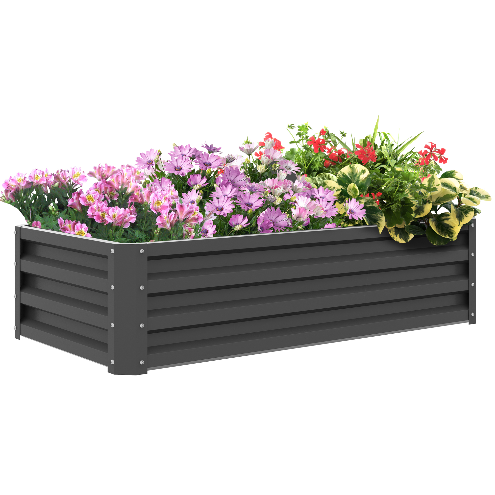 Raised Beds for Garden, Galvanised Outdoor Planters for Herbs and Vegetables, for Patio, Garden, Balcony, Light Grey - Life Essentials
