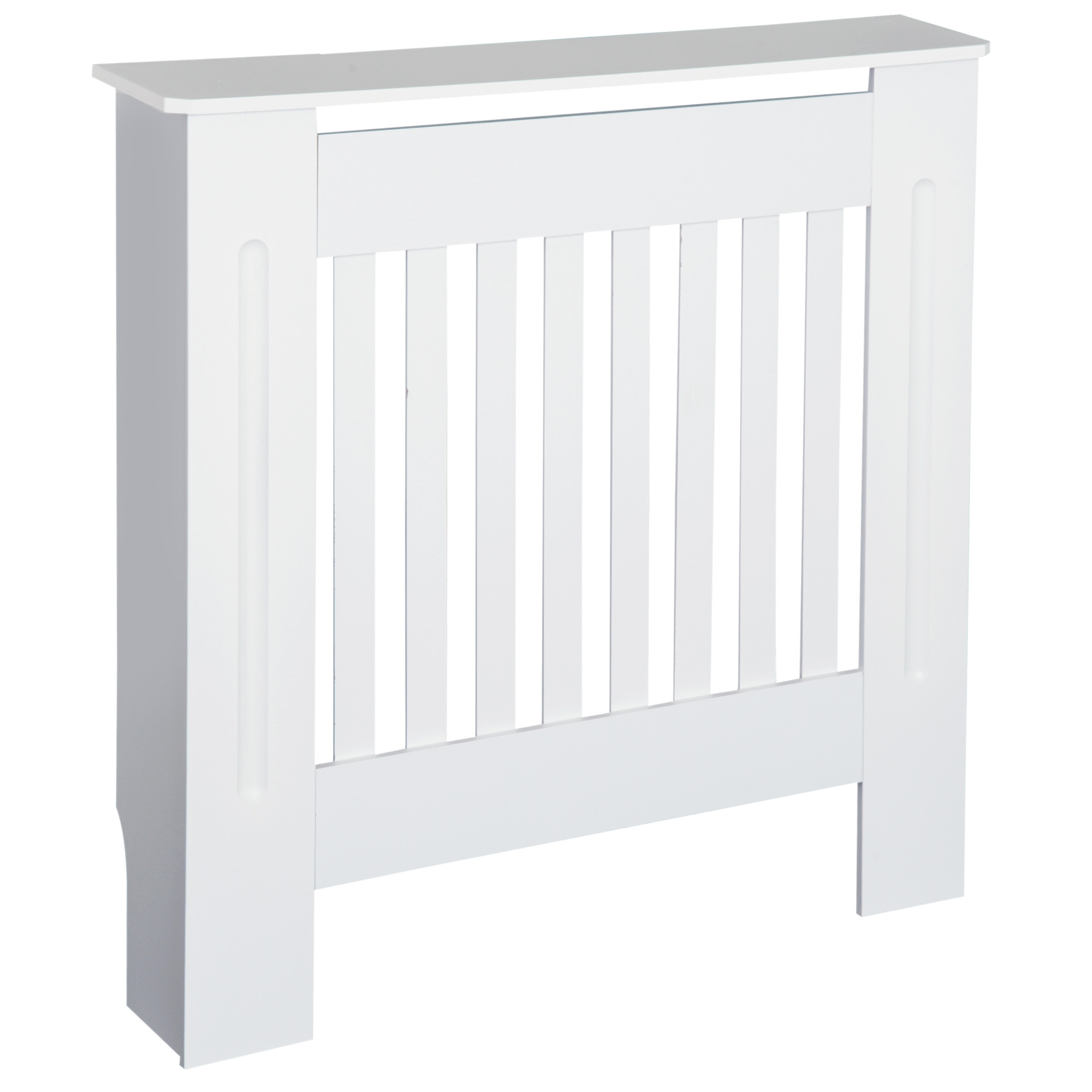 MDF Radiator Cover Wooden Cabinet Shelving Home Office Vertical Slattted Vent White 78L x 19W x 81H - Life Essentials