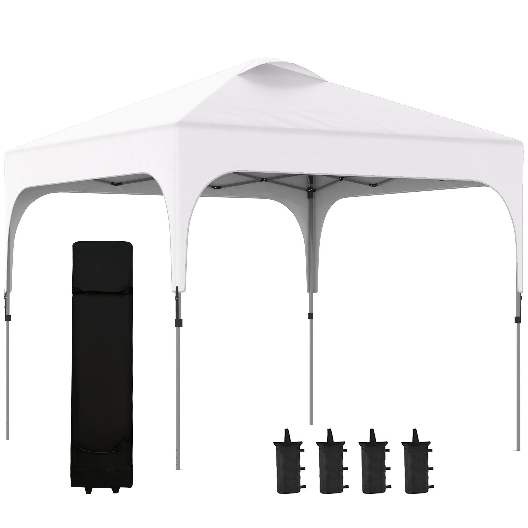 3 x 3 (M) Pop Up Gazebo, Foldable Canopy Tent with Carry Bag with Wheels and 4 Leg Weight Bags for Outdoor Garden Patio Party, White - Life Essentials
