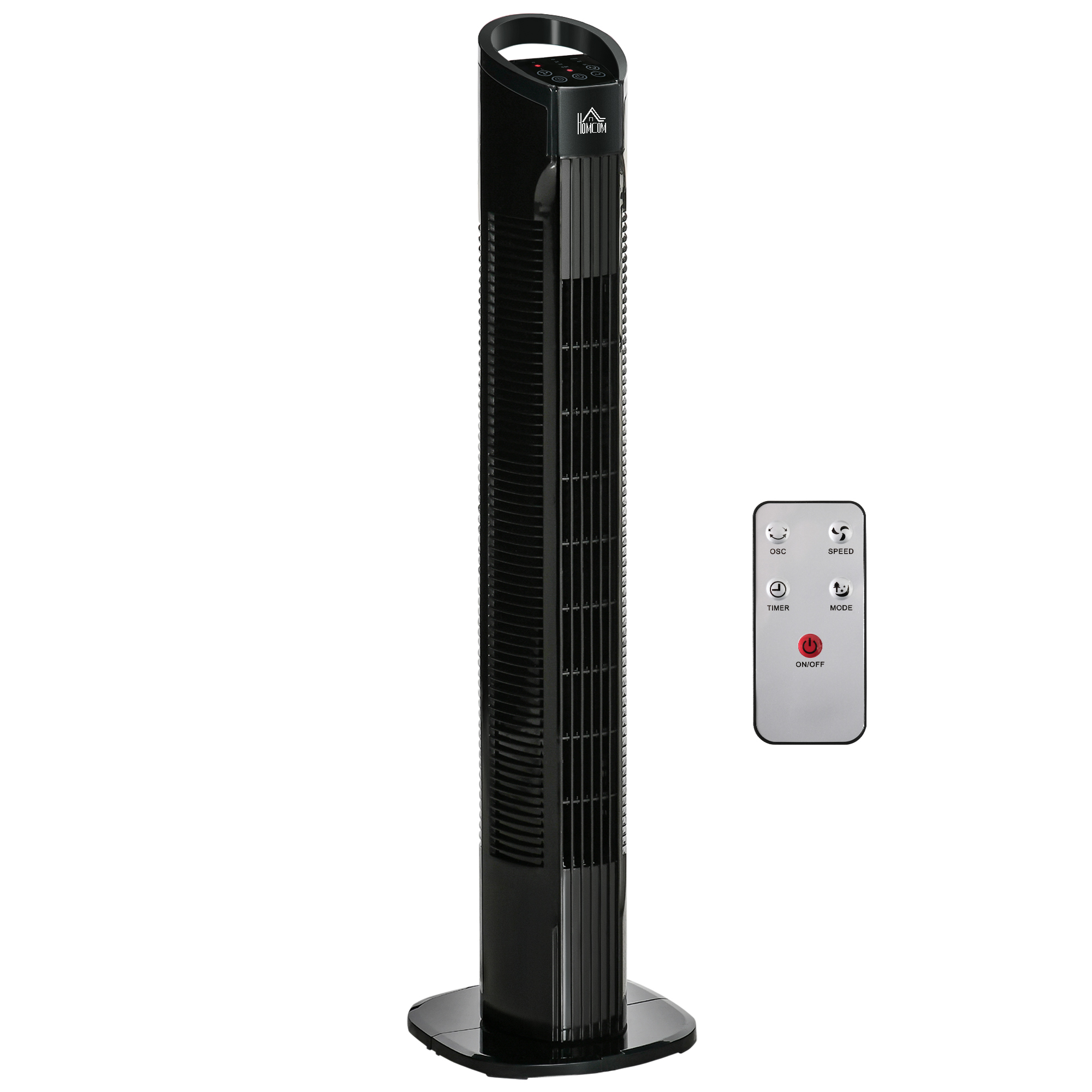Freestanding Tower Fan, 3 Speed 3 Mode, 7.5h Timer, 70 Degree Oscillation, LED Panel, 5M Remote Controller, Black - Life Essentials