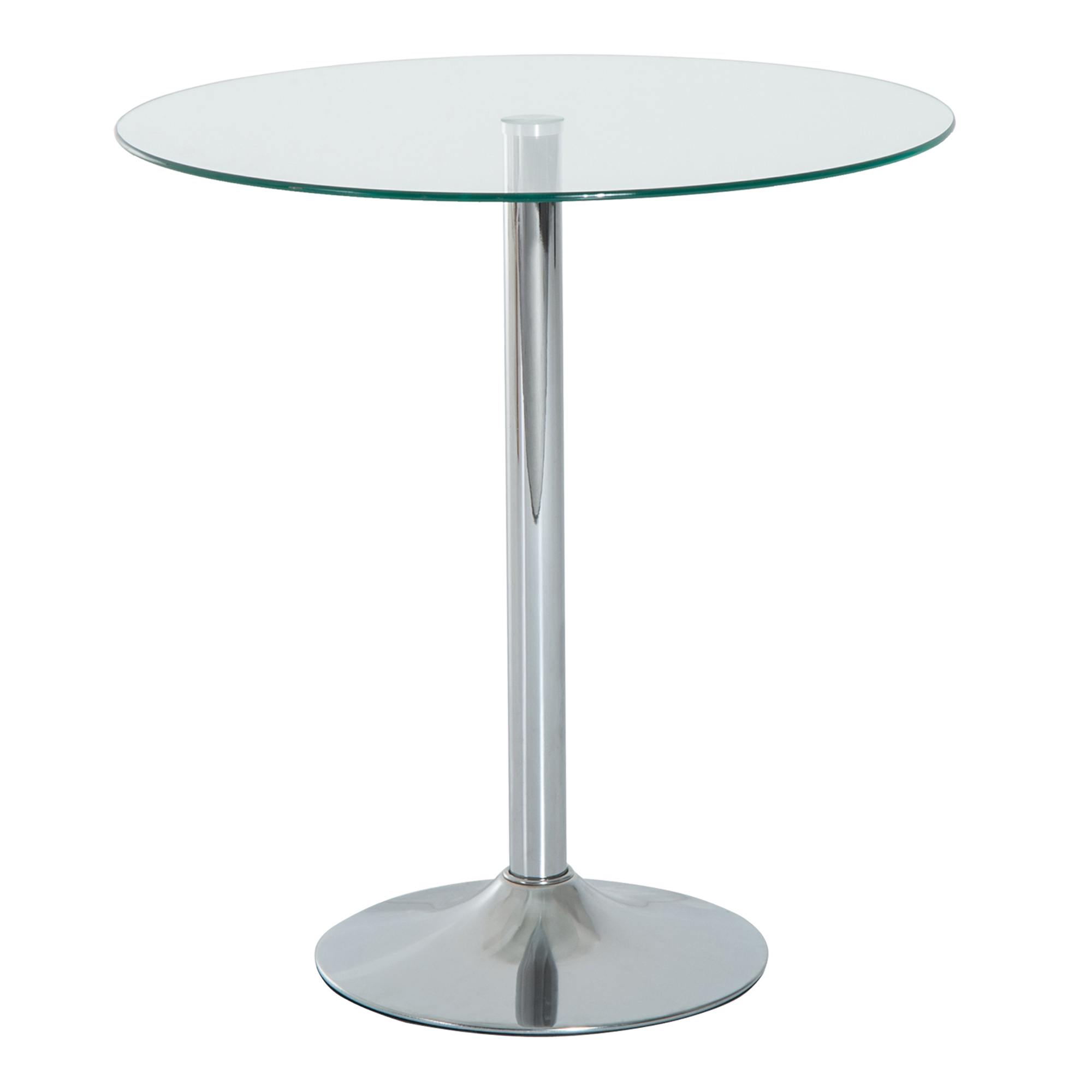 Round Dining Table, Modern Dining Room Table with Tempered Glass Top, Steel Base, Space Saving Small Bar Table - Life Essentials