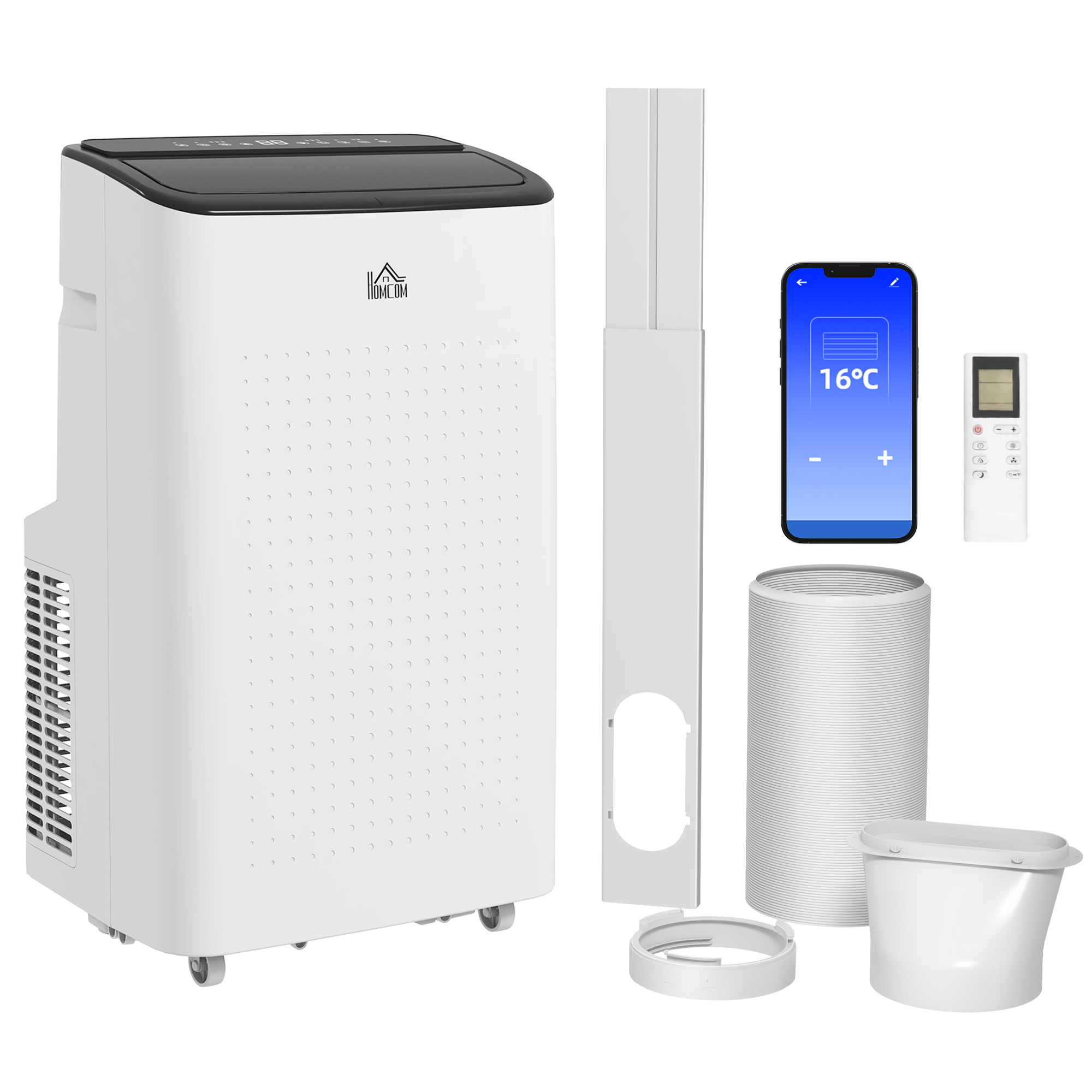 12,000 BTU Mobile Air Conditioner Smart Home WiFi Compatible with Dehumidifier - White - Life Essentials