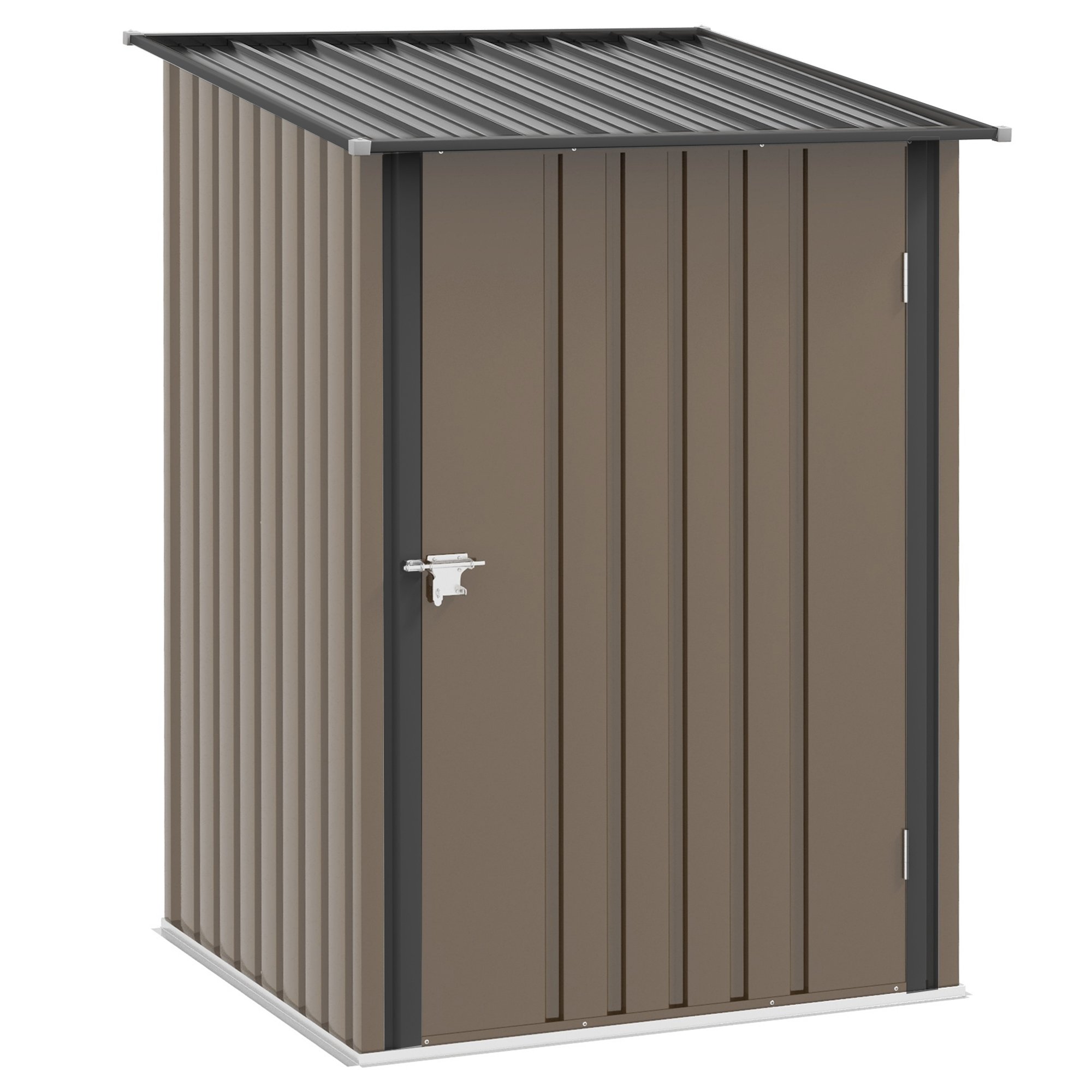 Jones Lean to Garden Shed with Lockable Door - Brown - Life Essentials