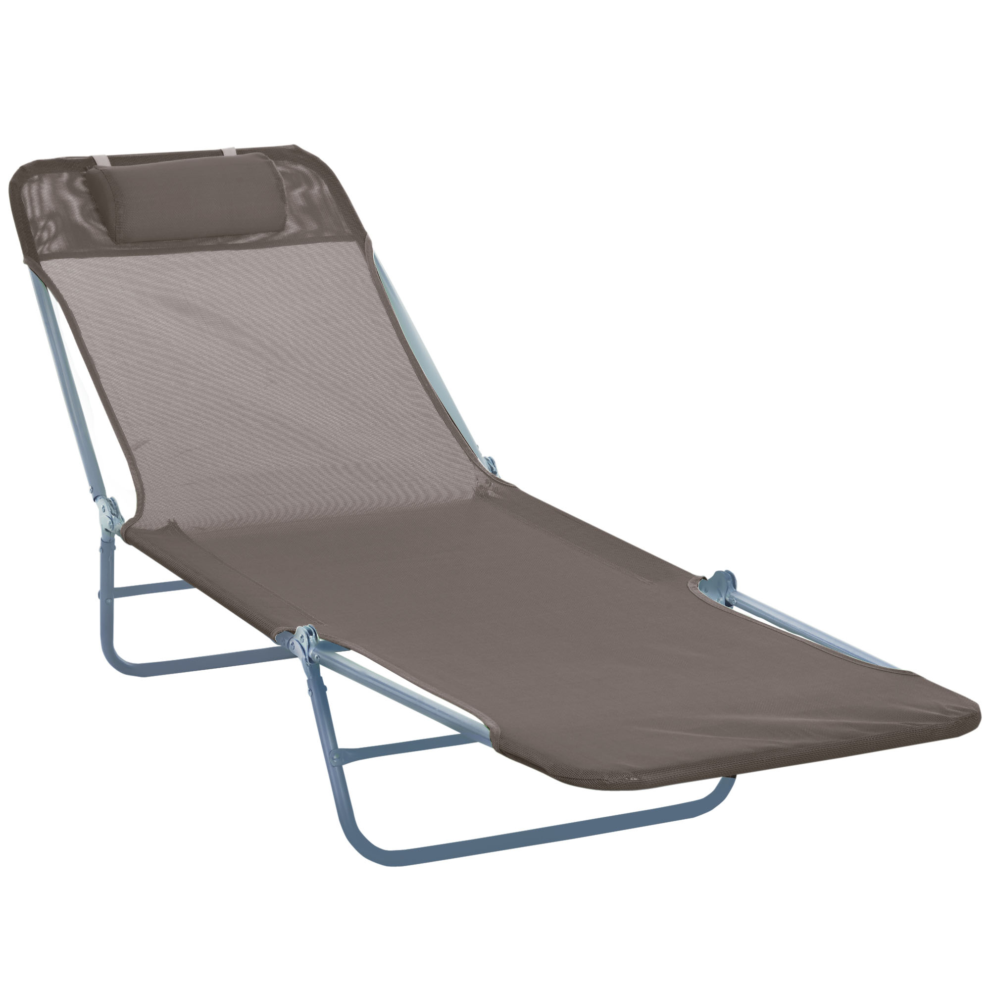 Sun Bed Chair Garden Lounger Recliner Adjustable Back Relaxer Chair Furniture - Coffee - Life Essentials