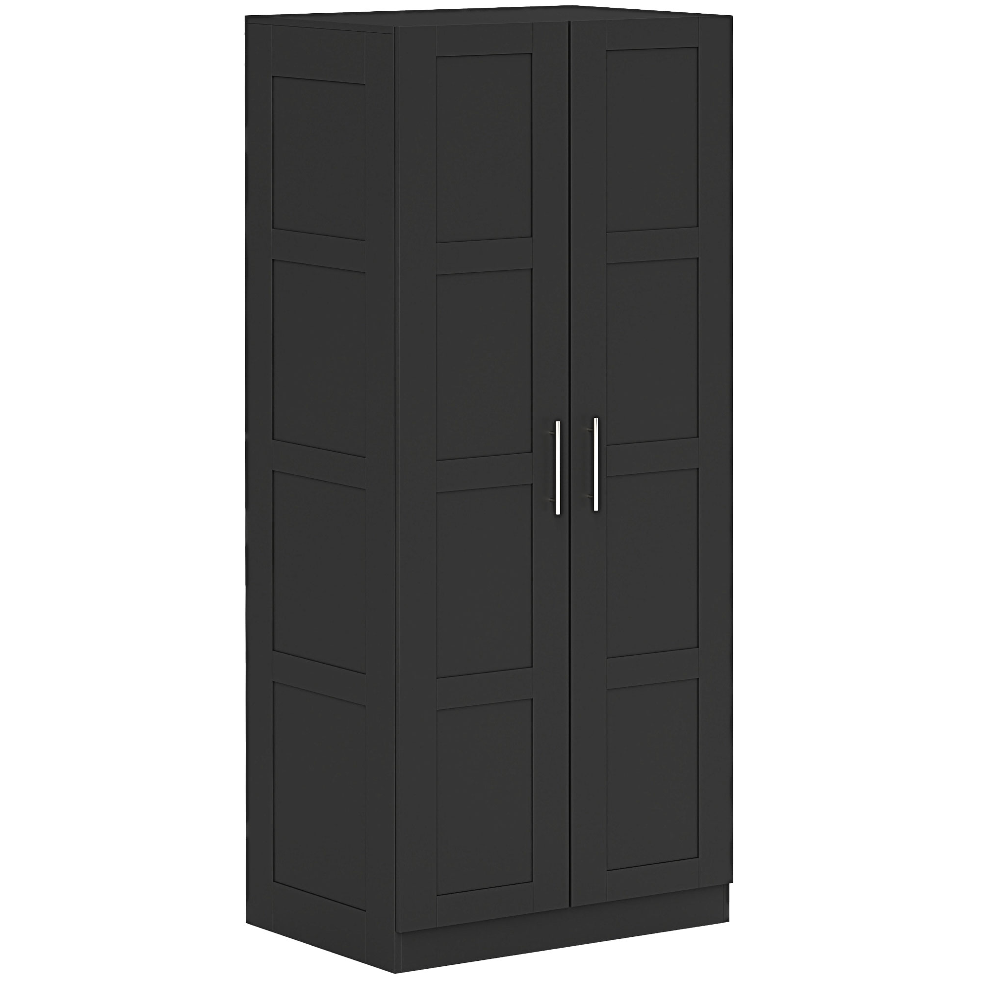 Wardrobe - HERON 2 Door Wardrobe Black 80cm - Life Essentials
