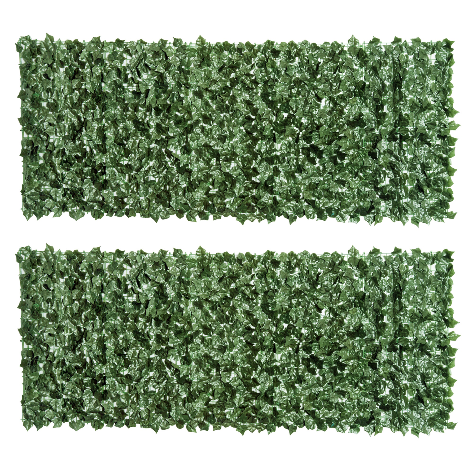 Jones 2 Piece Artificial Leaf Hedge Screen Privacy Fence 2.4M x 1M - Dark Green - Life Essentials