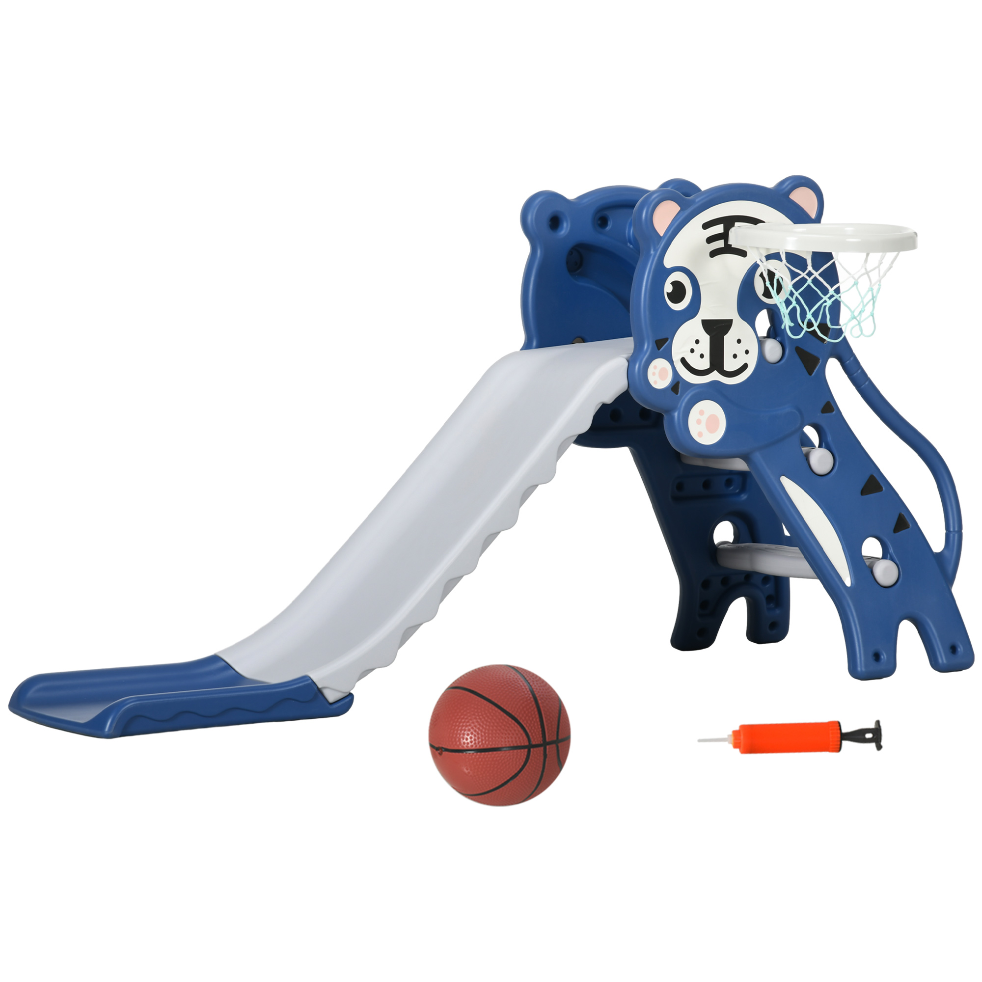 AIYAPLAY 2 in 1 Baby Slide for Indoor Use with Basketball Hoop, Basketball, for Ages 18-36 Months - Blue - Life Essentials