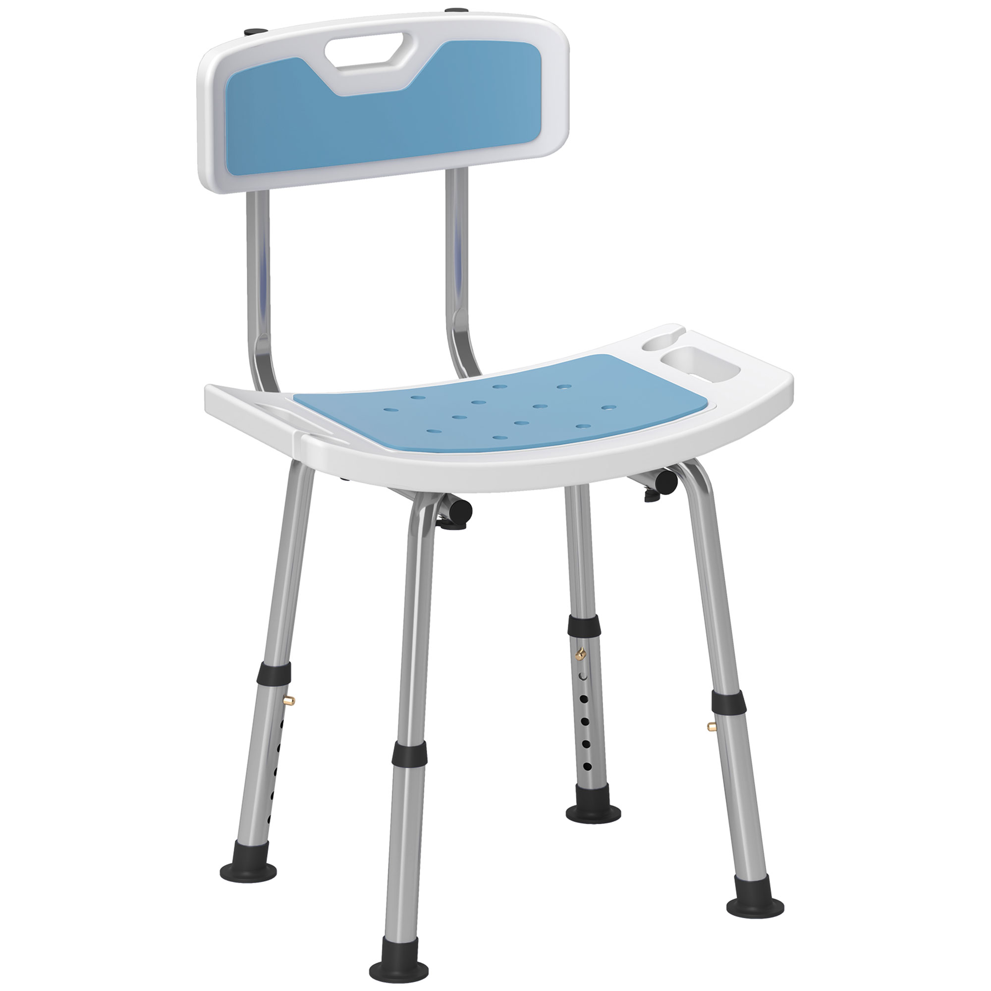 Shower Stool - Height Adjustable Shower Chair with Anti-slip Foot Pads Light Blue 51.5cm - Life Essentials