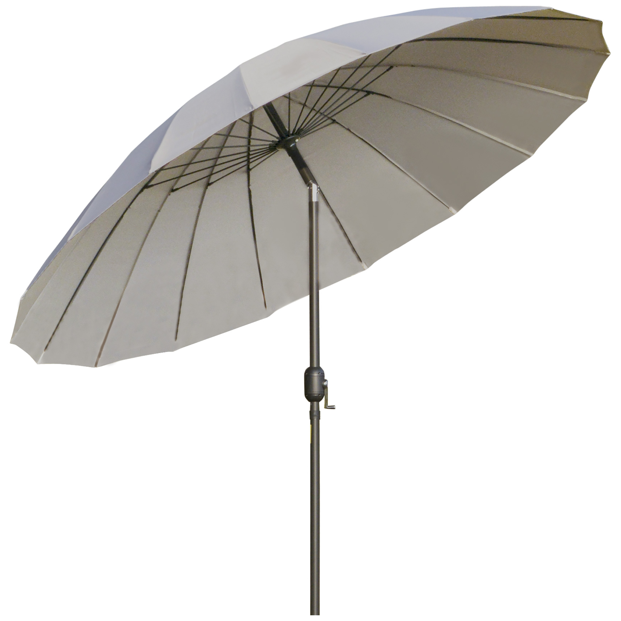 2.5m Adjustable Outdoor Garden Parasol Umbrella Sun Shade with Crank & Tilt, Light Grey - Life Essentials