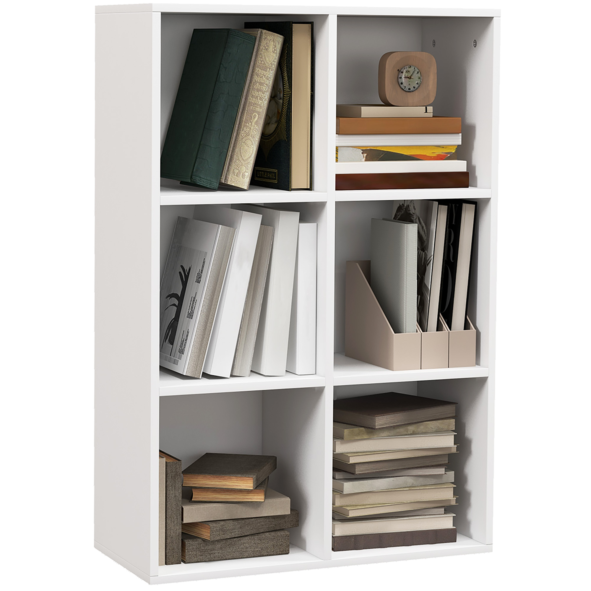 Scott Six-Cube Bookcase - White Wood Effect - Life Essentials