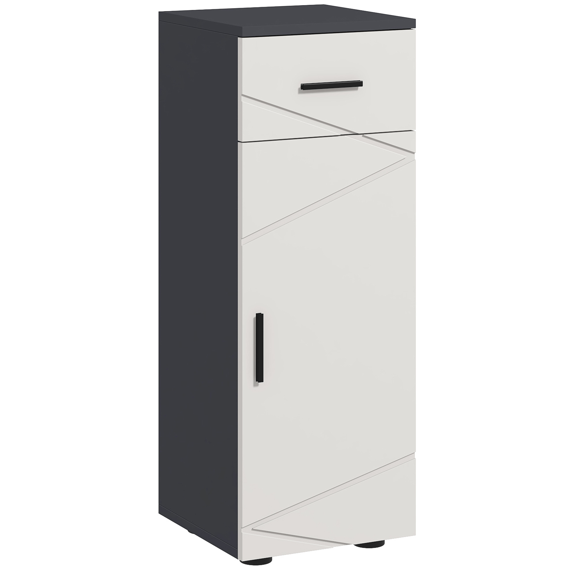 kleankin Slim Bathroom Cabinet, Narrow Bathroom Storage Cabinet with Drawer, Door Cupboard, Adjustable Shelf and Soft Close Mechanism, Grey - Life 