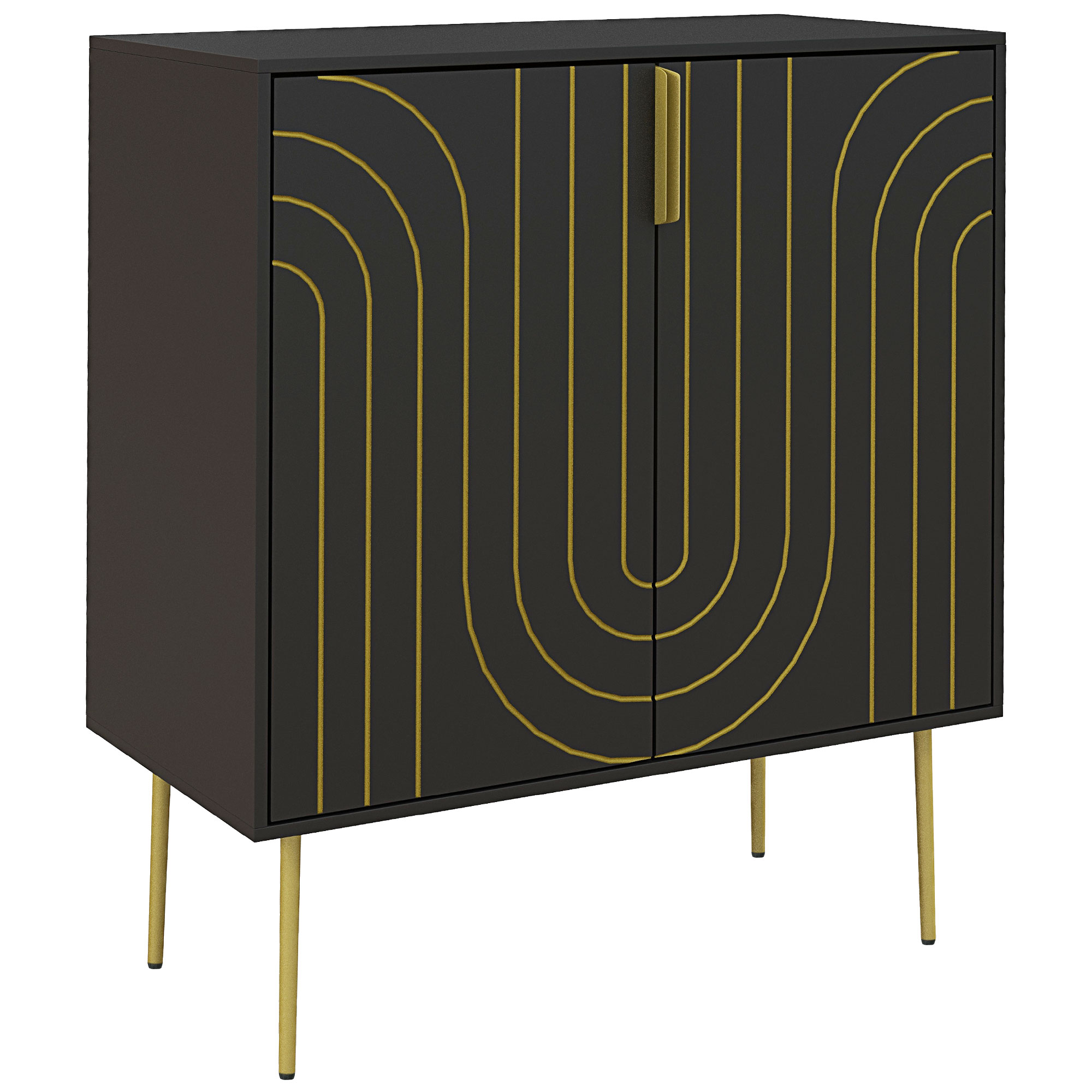 Scott Art Deco Inspired Sideboard with Adjustable Shelf - Black - Life Essentials