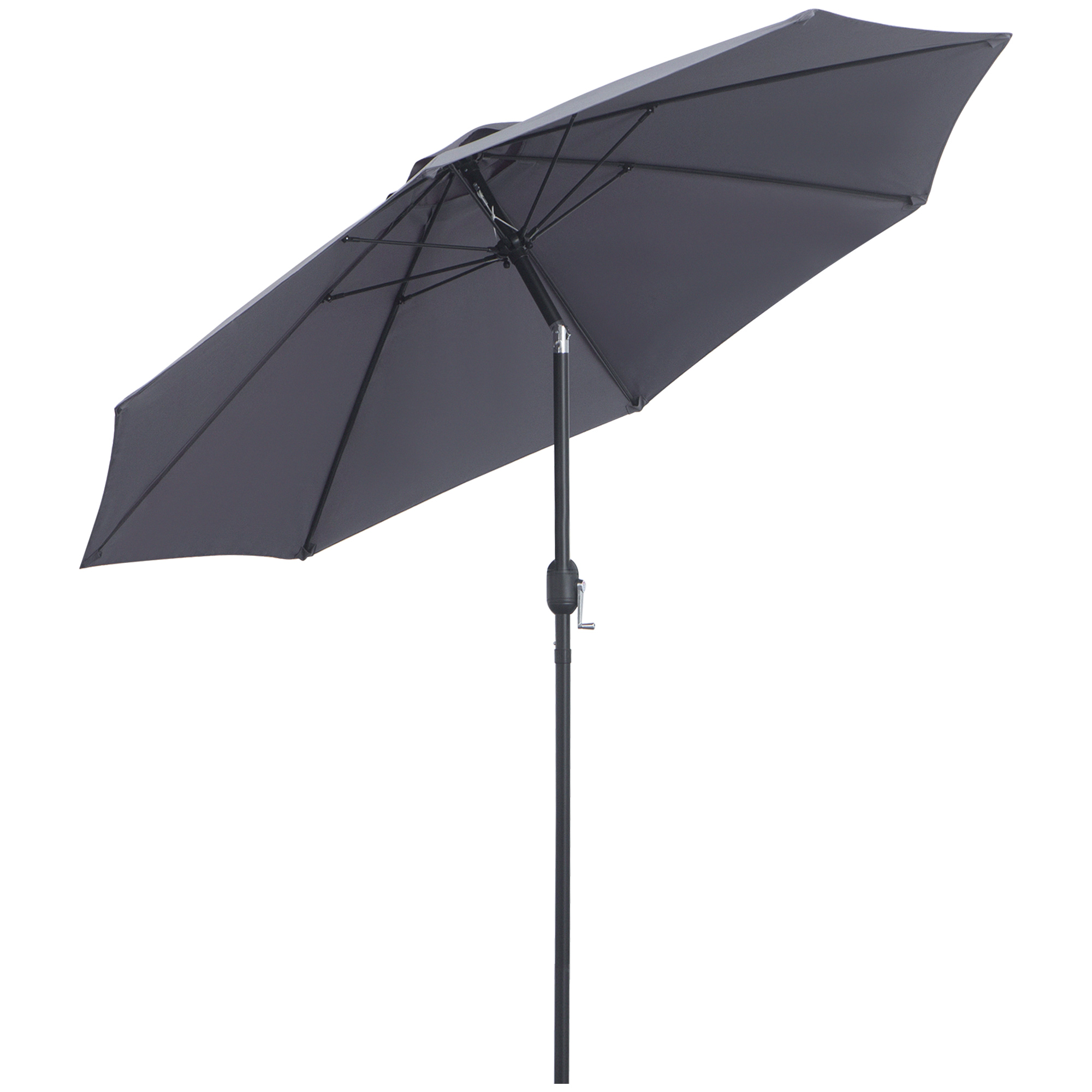 2.7M Patio Sun Umbrella Parasol Tilt Shade Shelter Canopy Aluminium Frame, Charcoal Grey - Life Essentials