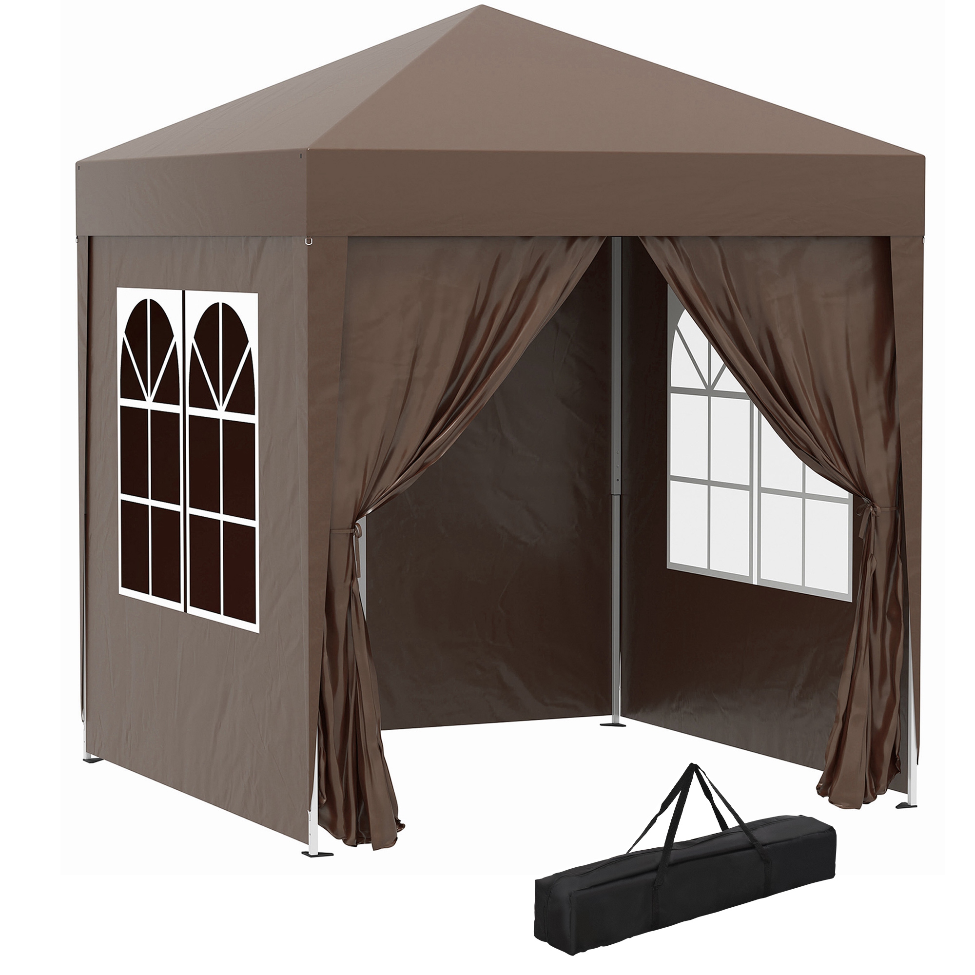 Pop Up Gazebo Canopy, size (2 x 2m)- Coffee - Life Essentials