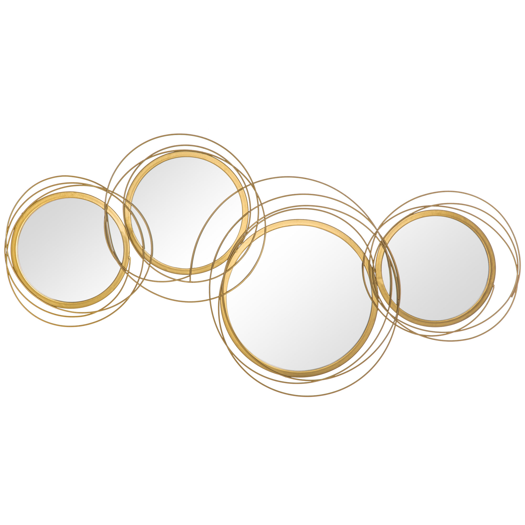 Metal Wall Art Modern Decorative Mirror Decor Hanging Home Wall Sculptures for Living Room Bedroom Dining Room, Gold - Life Essentials
