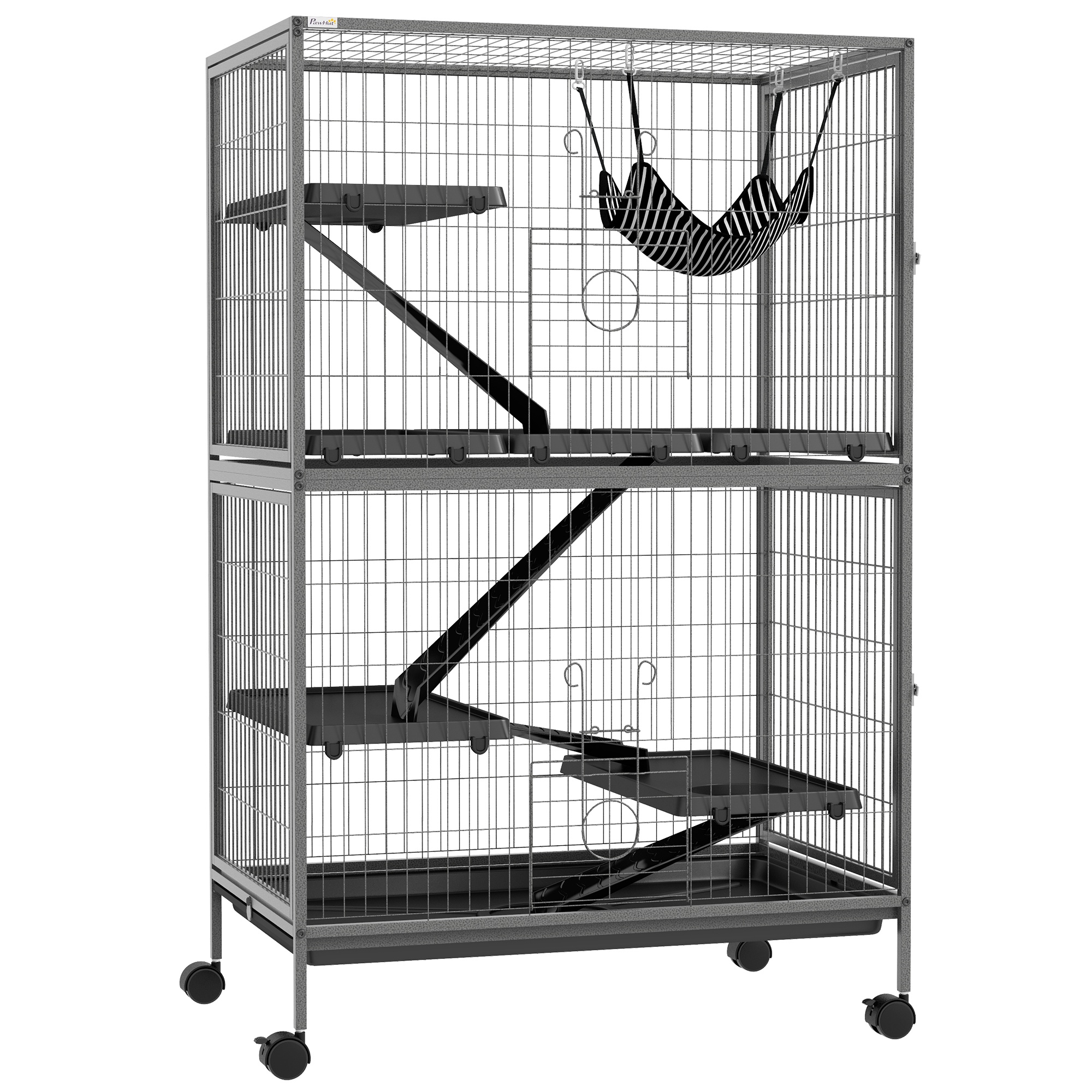 Shelley Small Animal Cage for Chinchilla Ferret Kitten on Wheels - Grey - Life Essentials