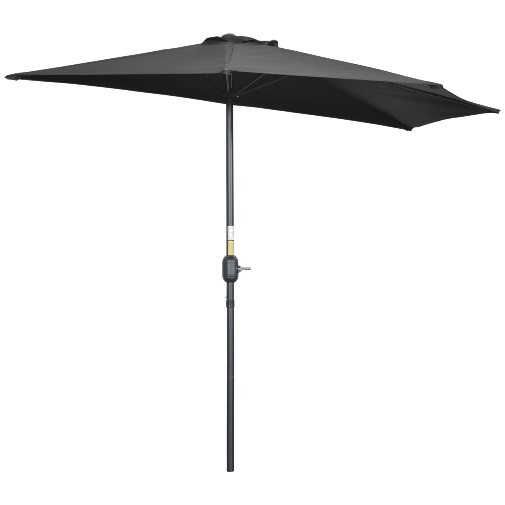 2.7m Balcony Half Parasol 5 Steel Ribs Construction Garden Outdoor Umbrella Black - Life Essentials
