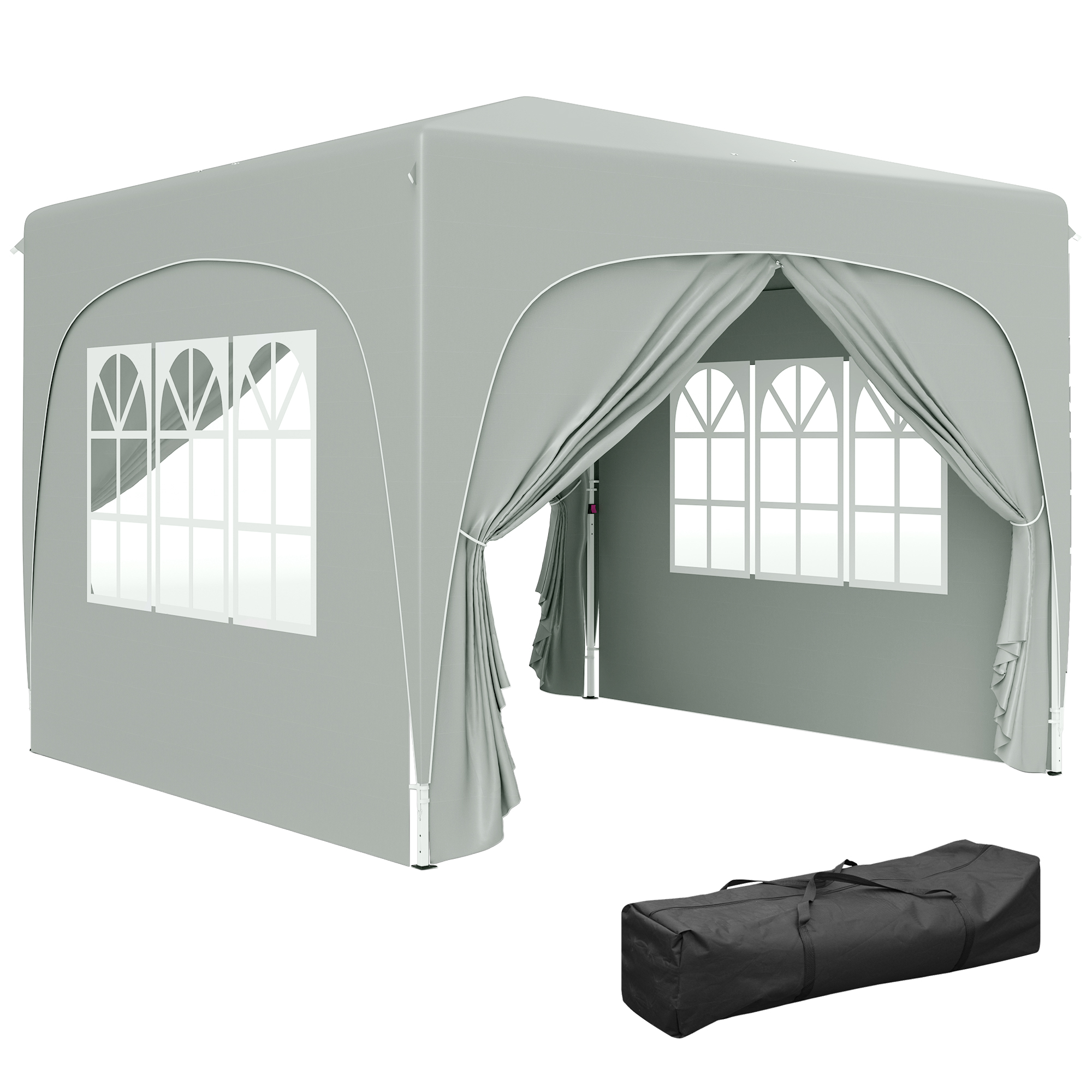 SUNVISTA 3 x 3m Pop-Up Gazebo Shelter, with Accessories - Light Grey - Life Essentials