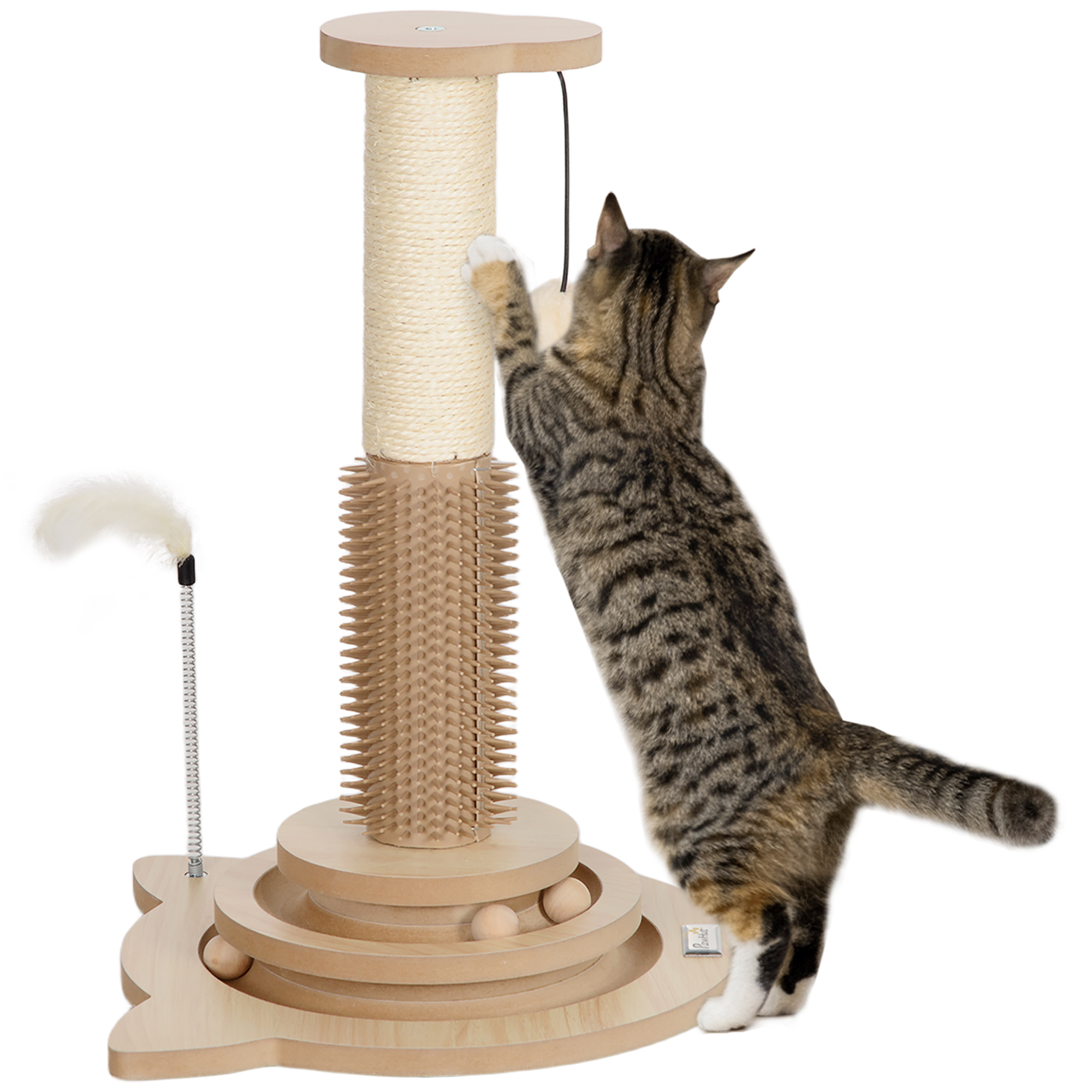 Cat Furniture - Pawzy 5-in-1 Cat Activity Center Oak 32cm - Life Essentials