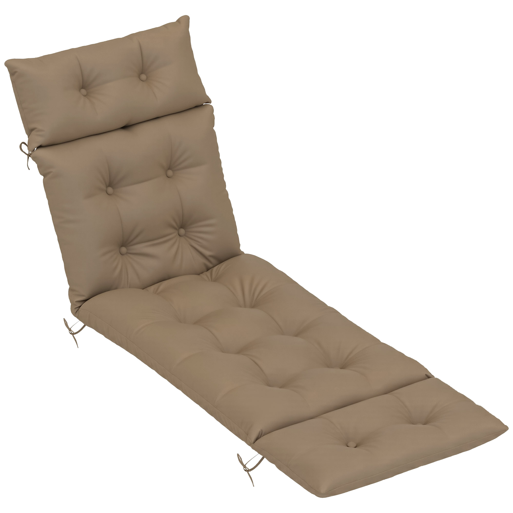 SUNVISTA Sun Lounger Cushion Only, 190x56x10cm Garden Lounge Chair Cushion, UPF20+ 220gsm Fabric, Thick Sunbed Replacement Cushion with 6 Ties, Khaki 