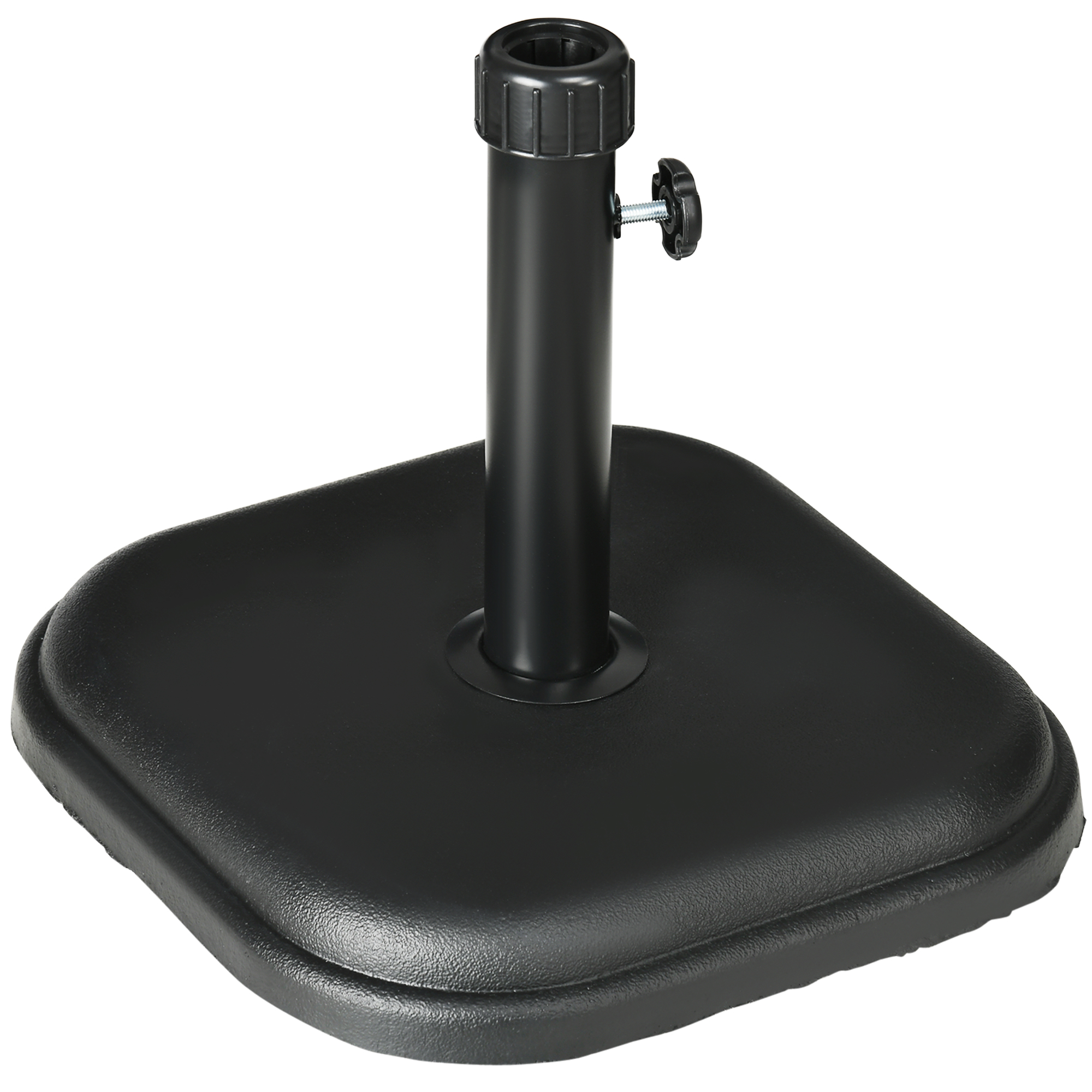 11kg Concrete Garden Parasol Base Holder, Square Outdoor Table Umbrella Stand Weight, Black - Life Essentials