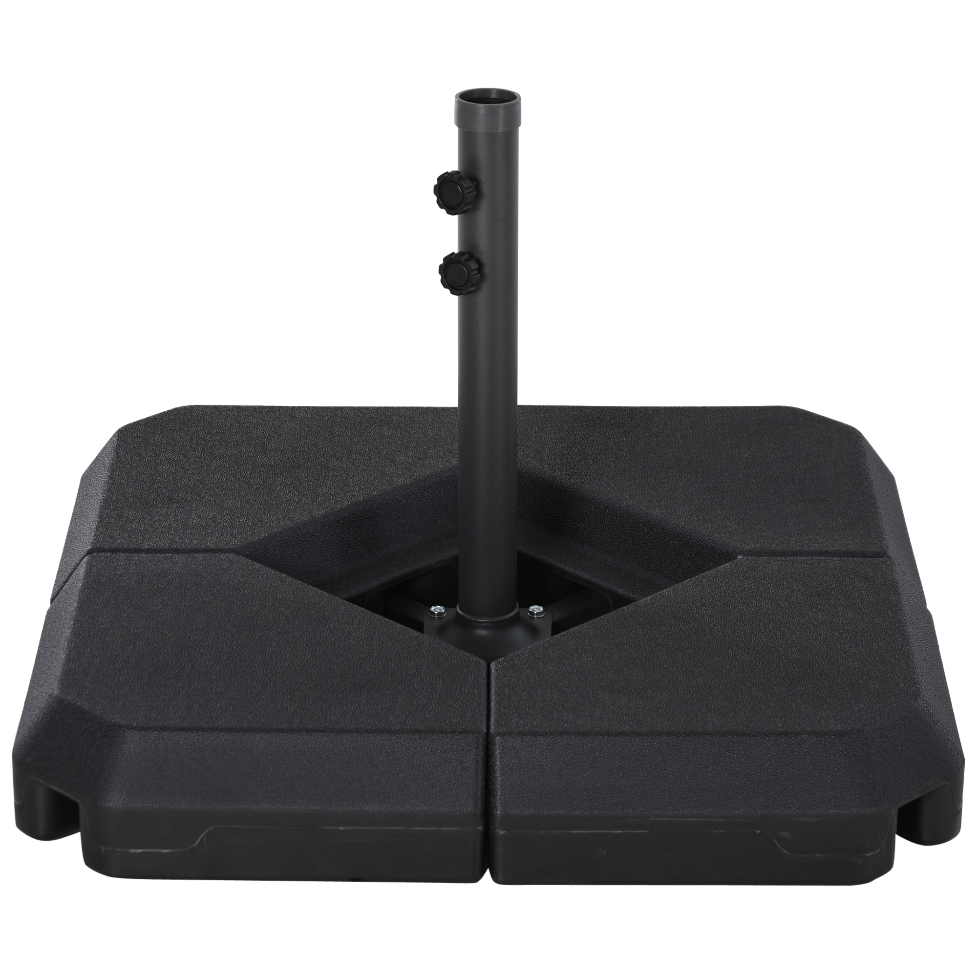 4PCs Fillable Parasol Base w/ Steel Cross Base Garden Umbrella Stand Weight Umbrella Sand Water Plastic Black - Life Essentials