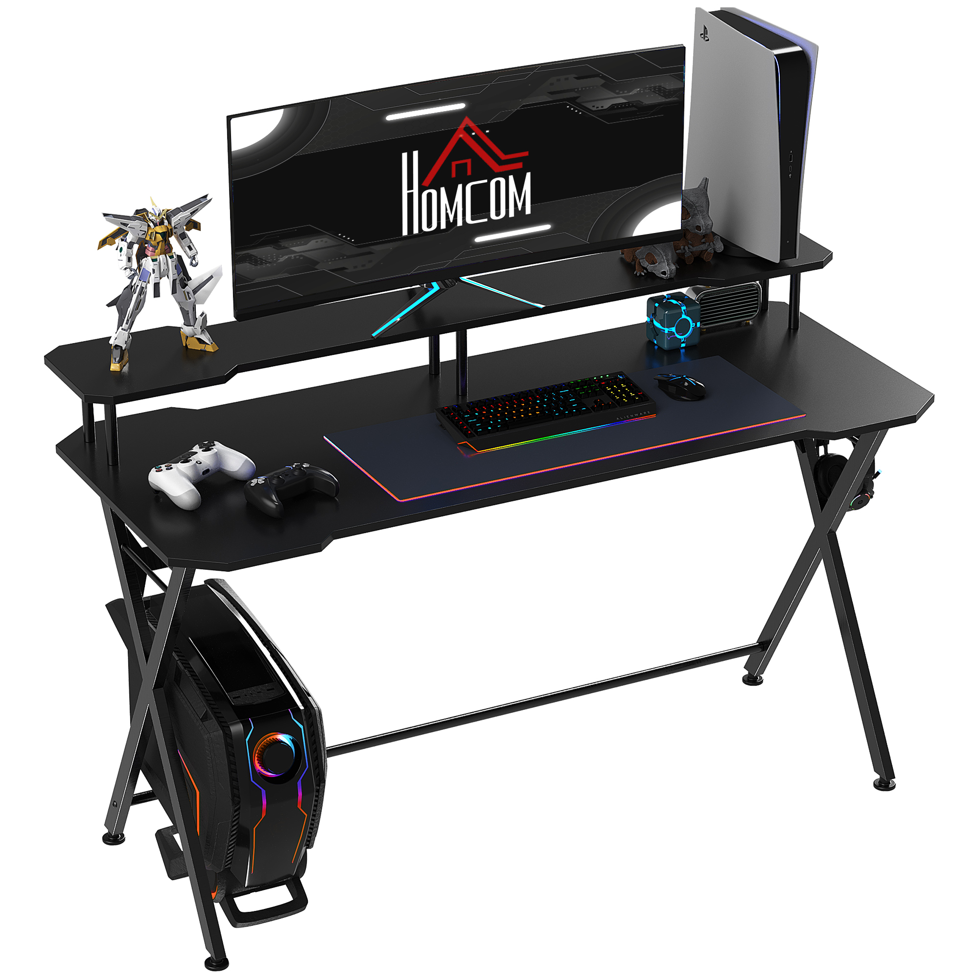 Black Gaming Desk Writing Racing Computer Table - 60cm - Life Essentials