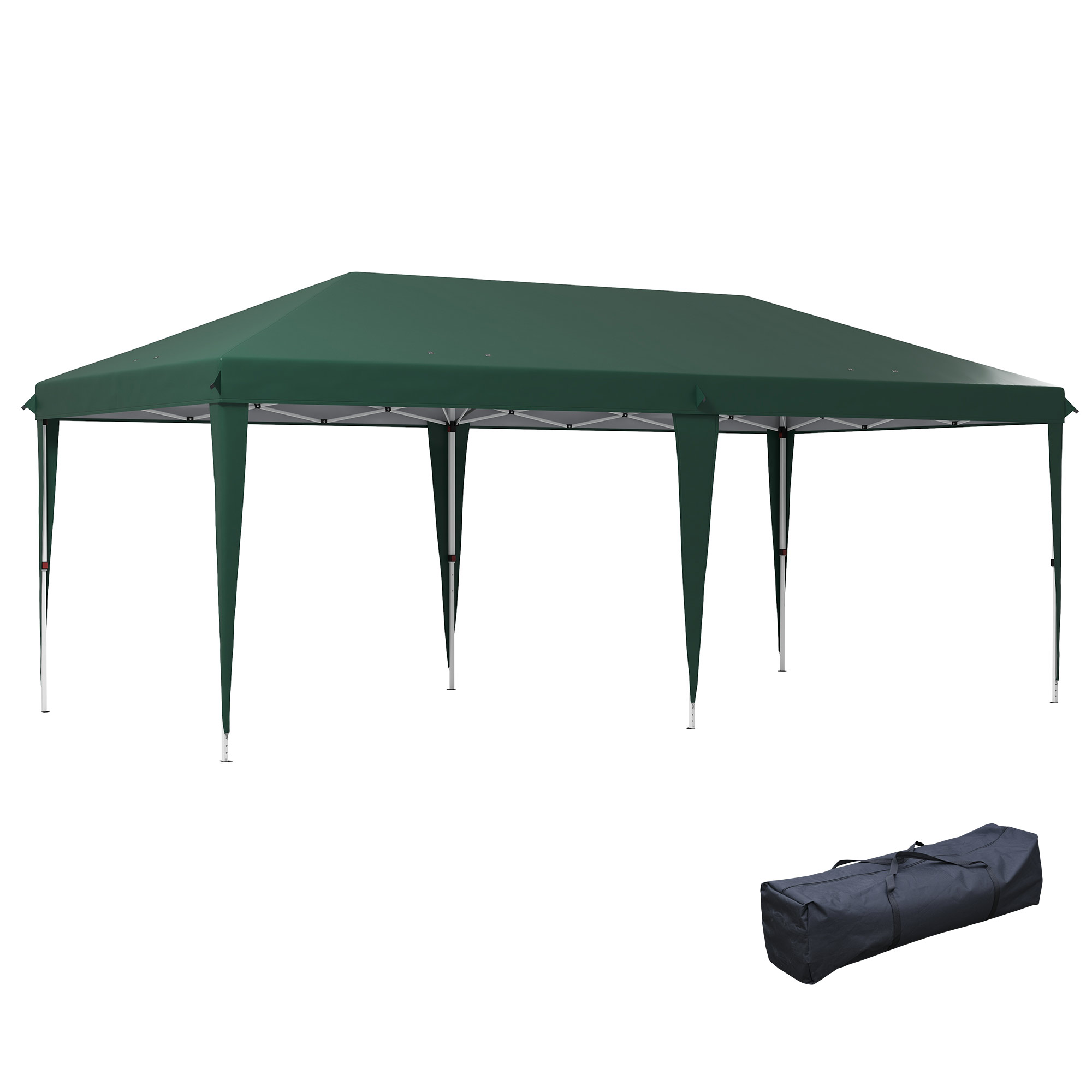 SUNVISTA Pop Up Gazebo, Double Roof Foldable Canopy Tent, Height Adjustable Wedding Awning Canopy w/ Carrying Bag, 6 m x 3 m x 2.65 m, Green - Life 