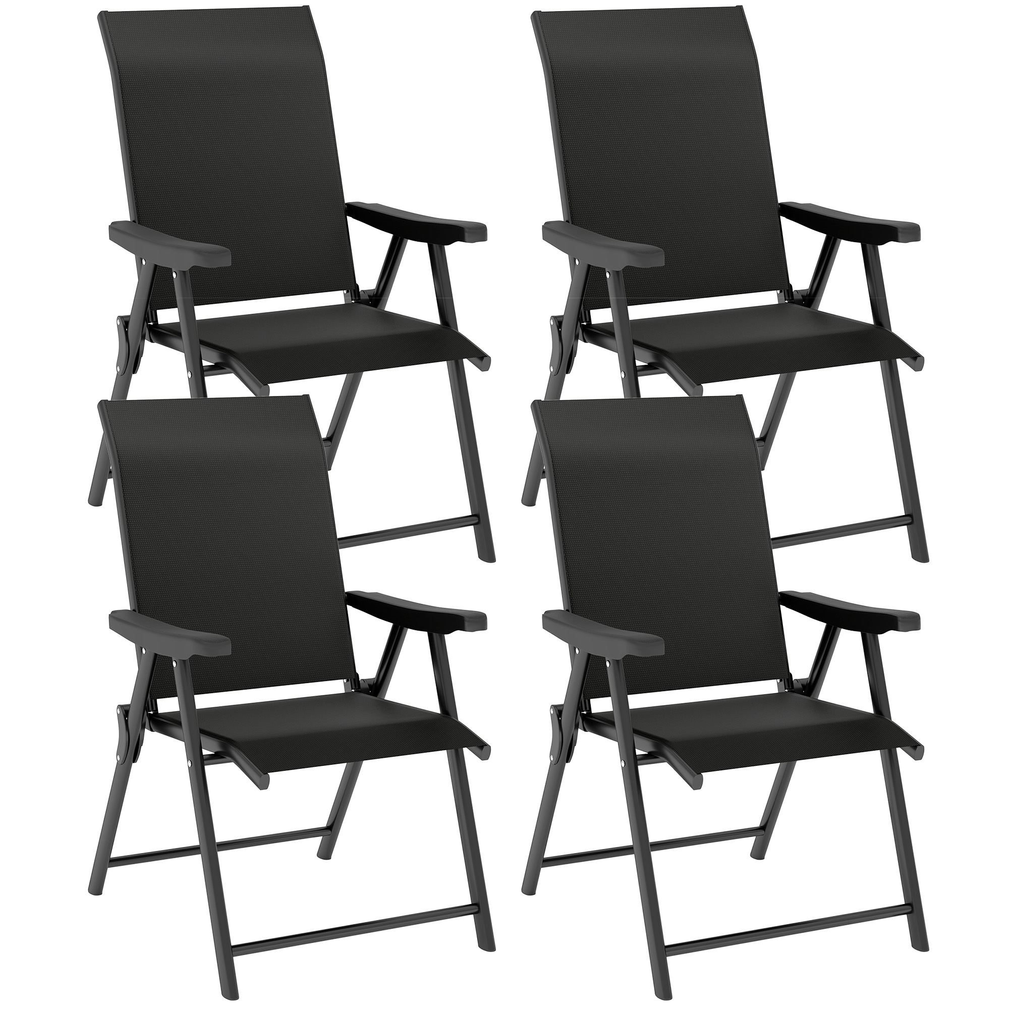 SUNVISTA Set of Four Folding Outdoor Chairs - Black - Life Essentials