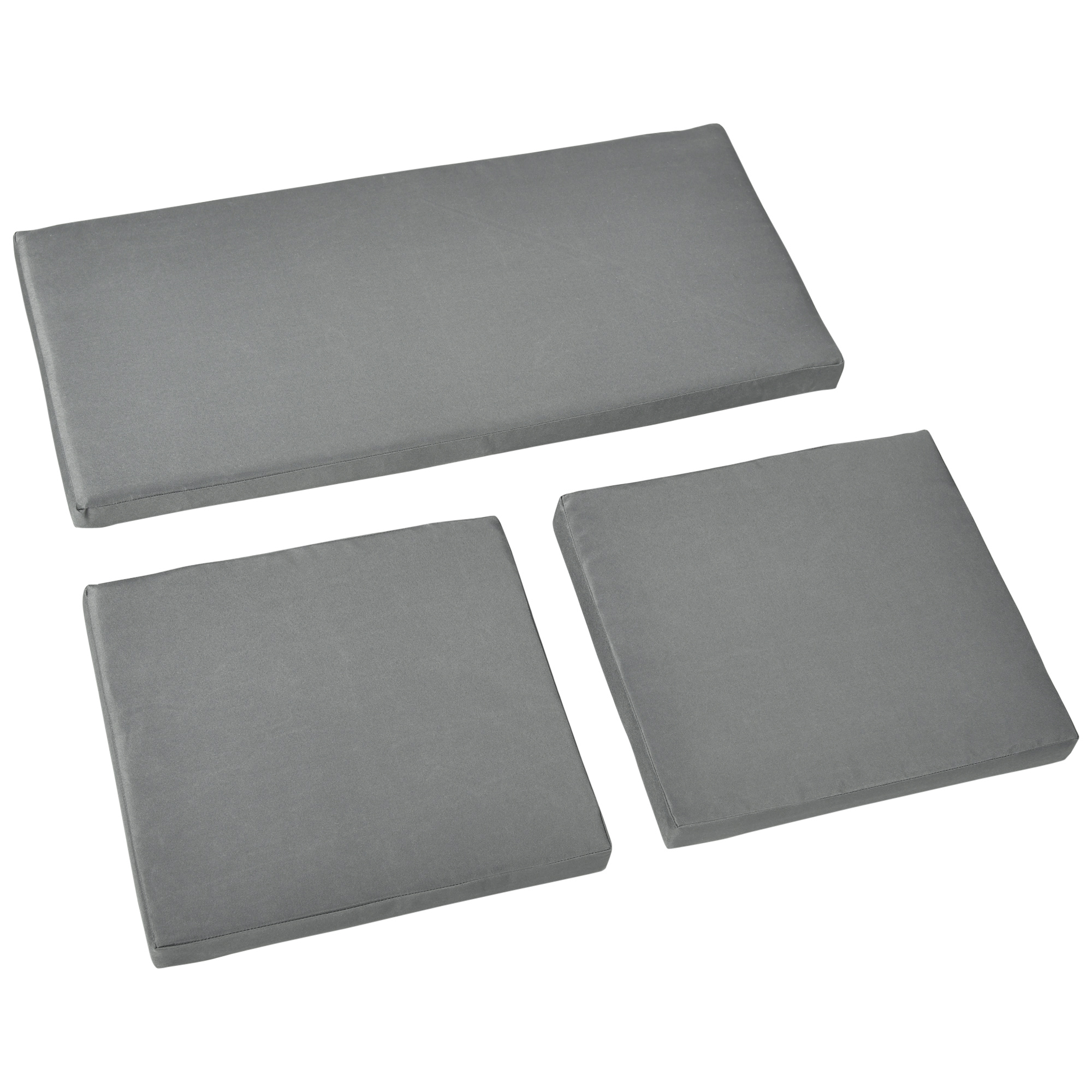 Outdoor Seat Cushion Pads for Rattan Furniture, 3 PCs Garden Furniture Cushions, Dark Grey - Life Essentials
