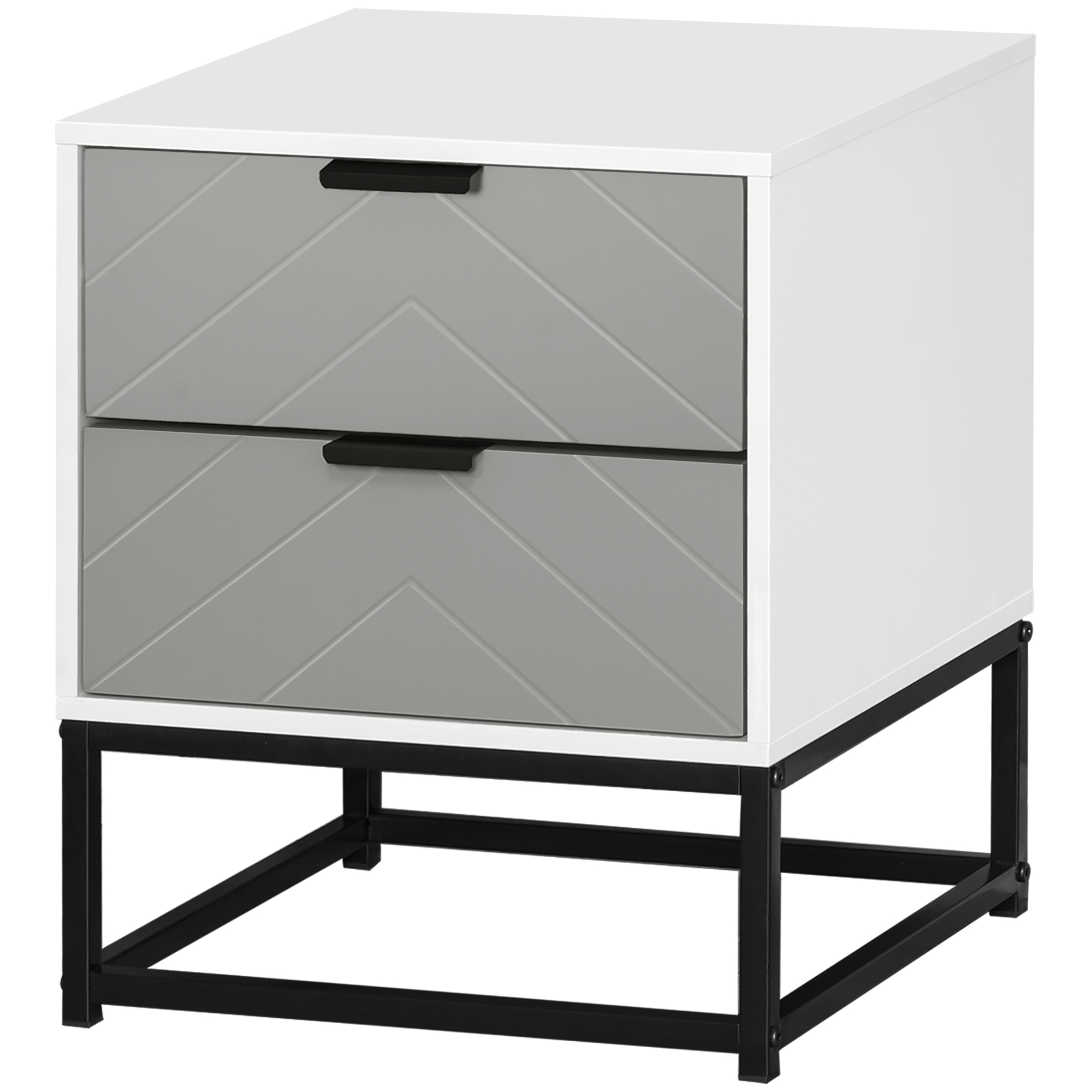 Bedside Table - ISLIN 2 Drawer Nightstand White 39.5cm - Life Essentials