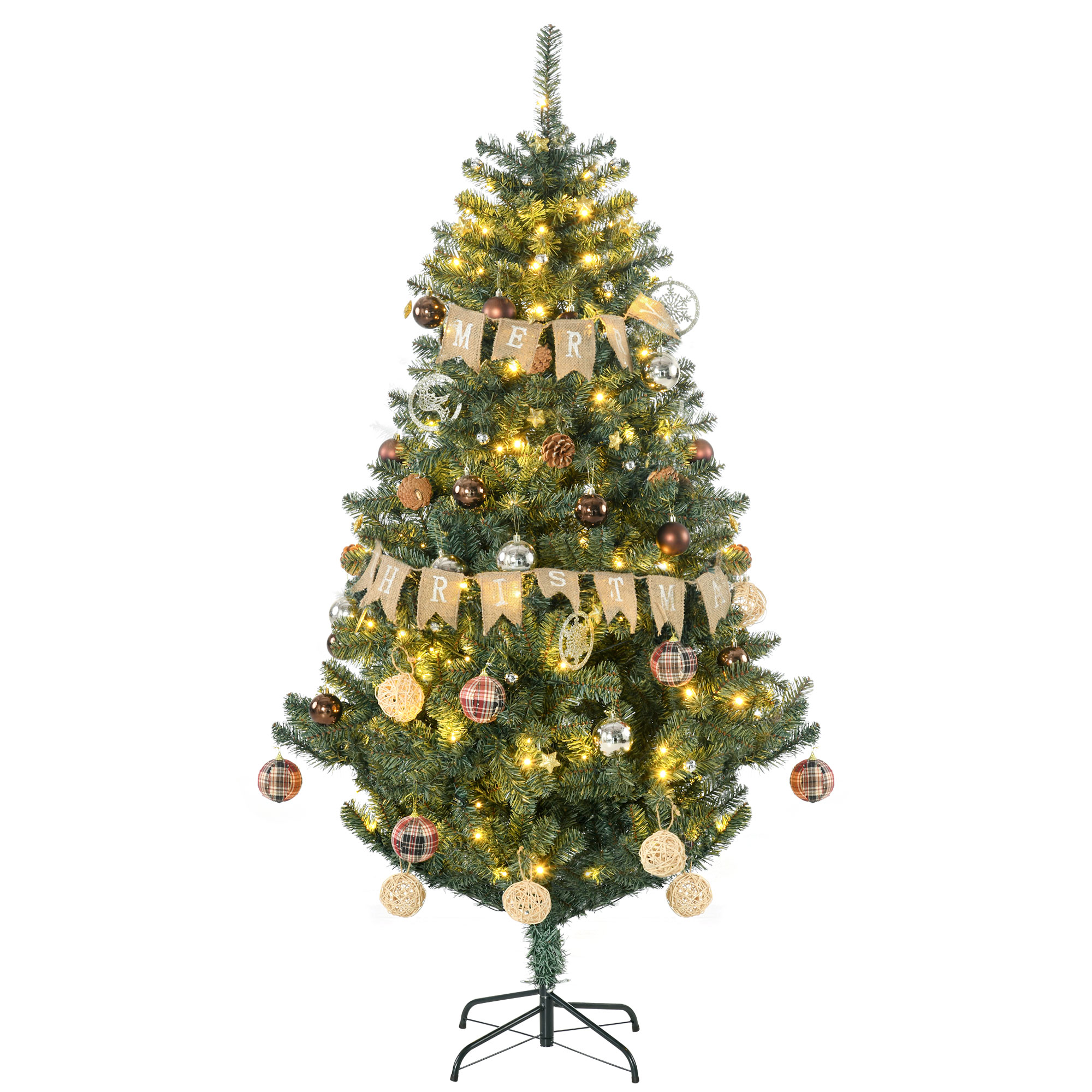 Debbie 6 Artificial Prelit Christmas Trees Holiday Decor with Warm White LED Lights Decoration Banner Tag Ball - Life Essentials