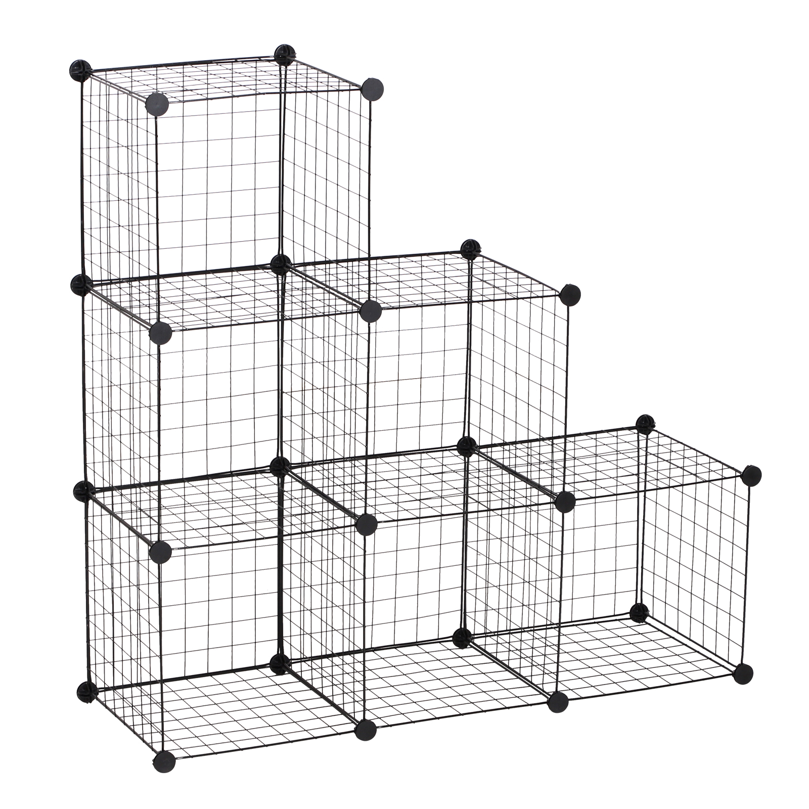 DIY 6 Cube Metal Wire Rack Interlocking Storage Cabinet Living Room Organiser Display Shelves Black - Life Essentials