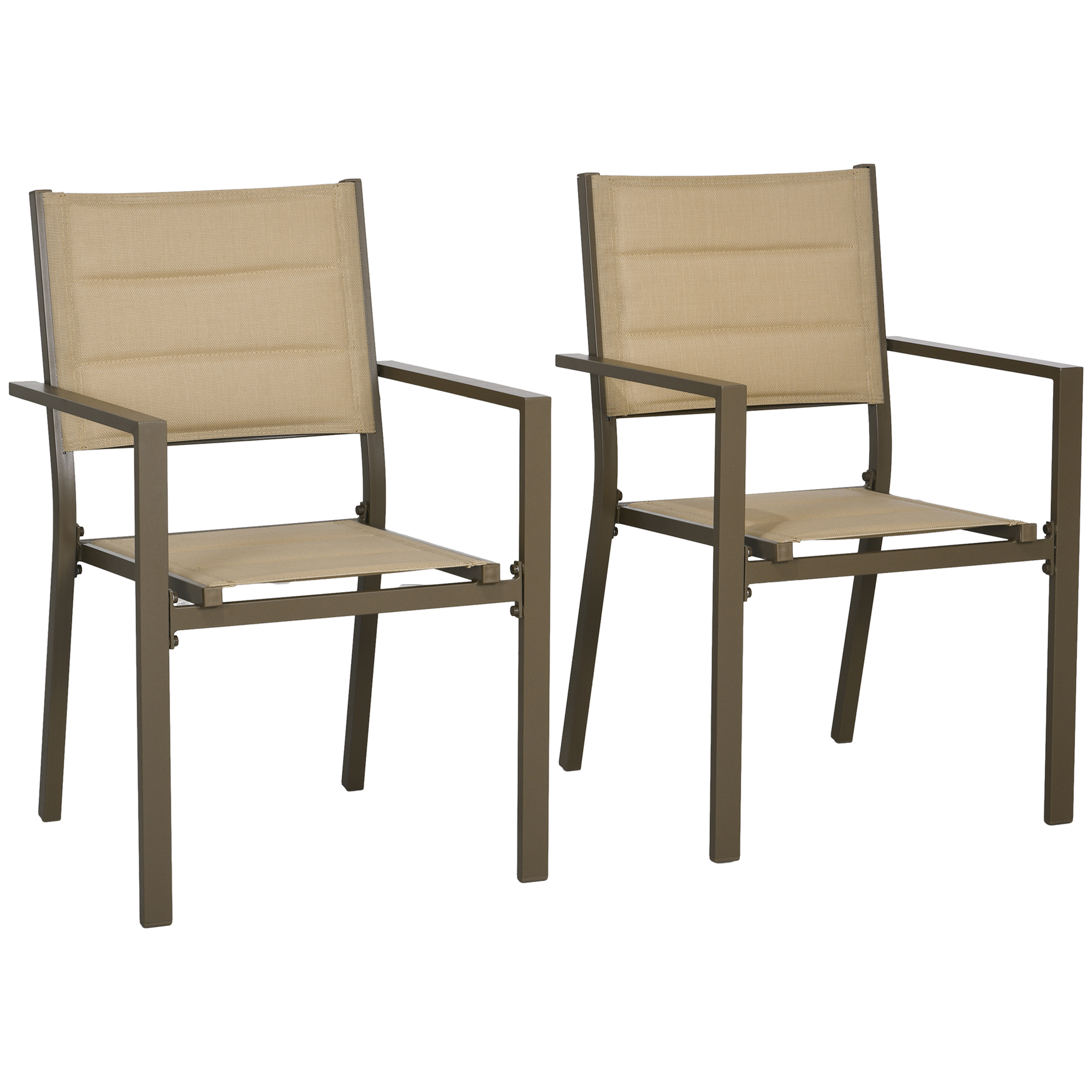 Jones Durable Aluminium Stacking Garden Chairs Set - Khaki - Life Essentials