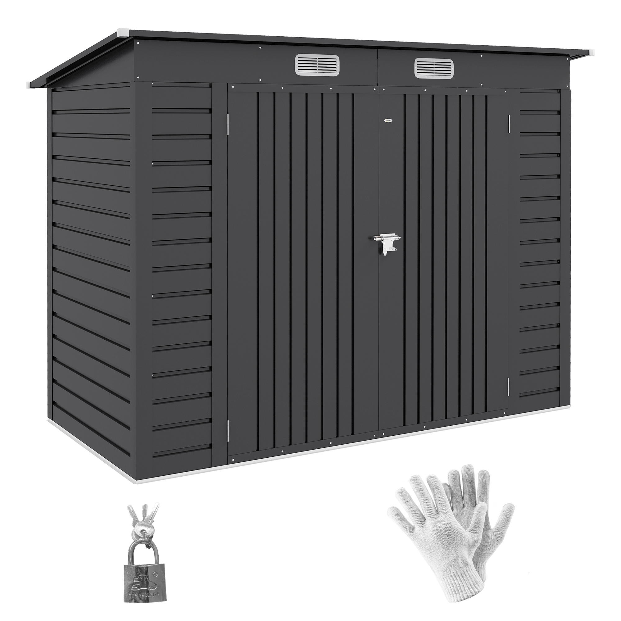 Jones 8 x 4FT Galvanised Garden Storage Shed - Grey - Life Essentials