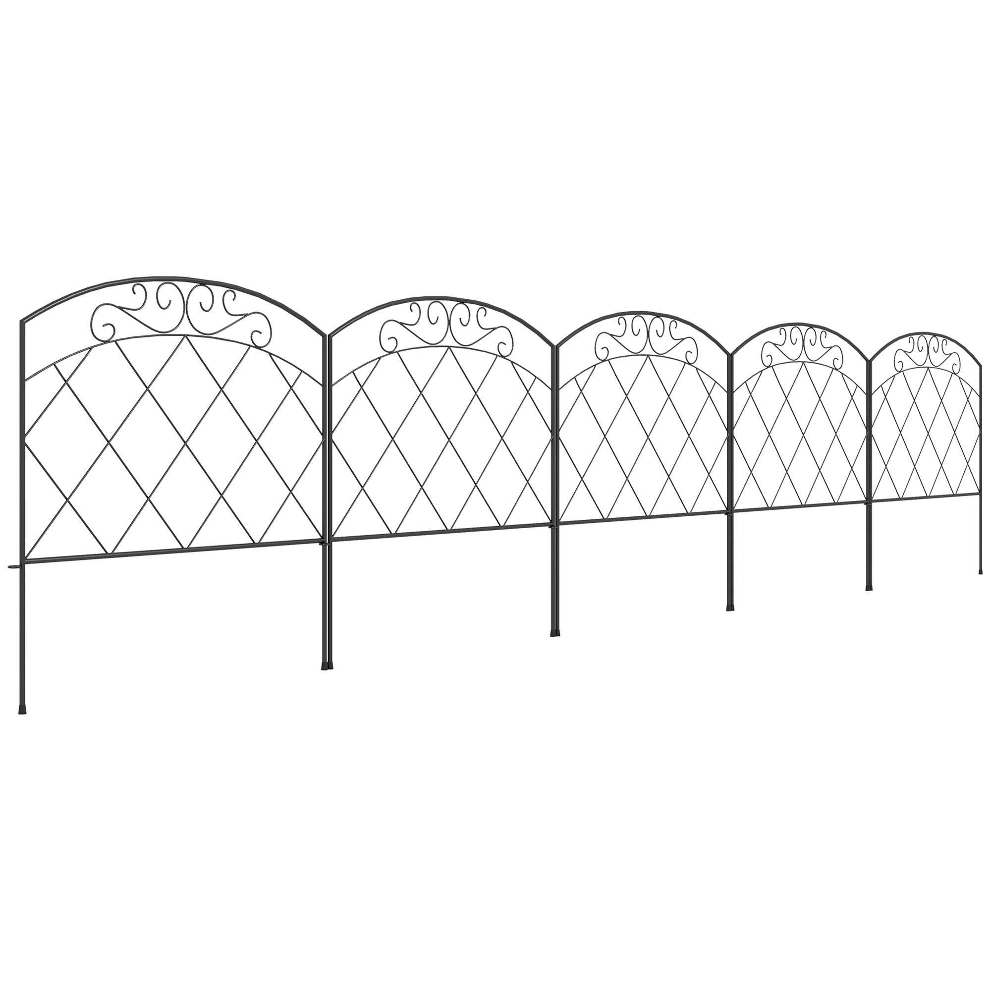SUNVISTA 3m Decorative Metal Garden Fence - Diamond and Swirl Pattern - Life Essentials