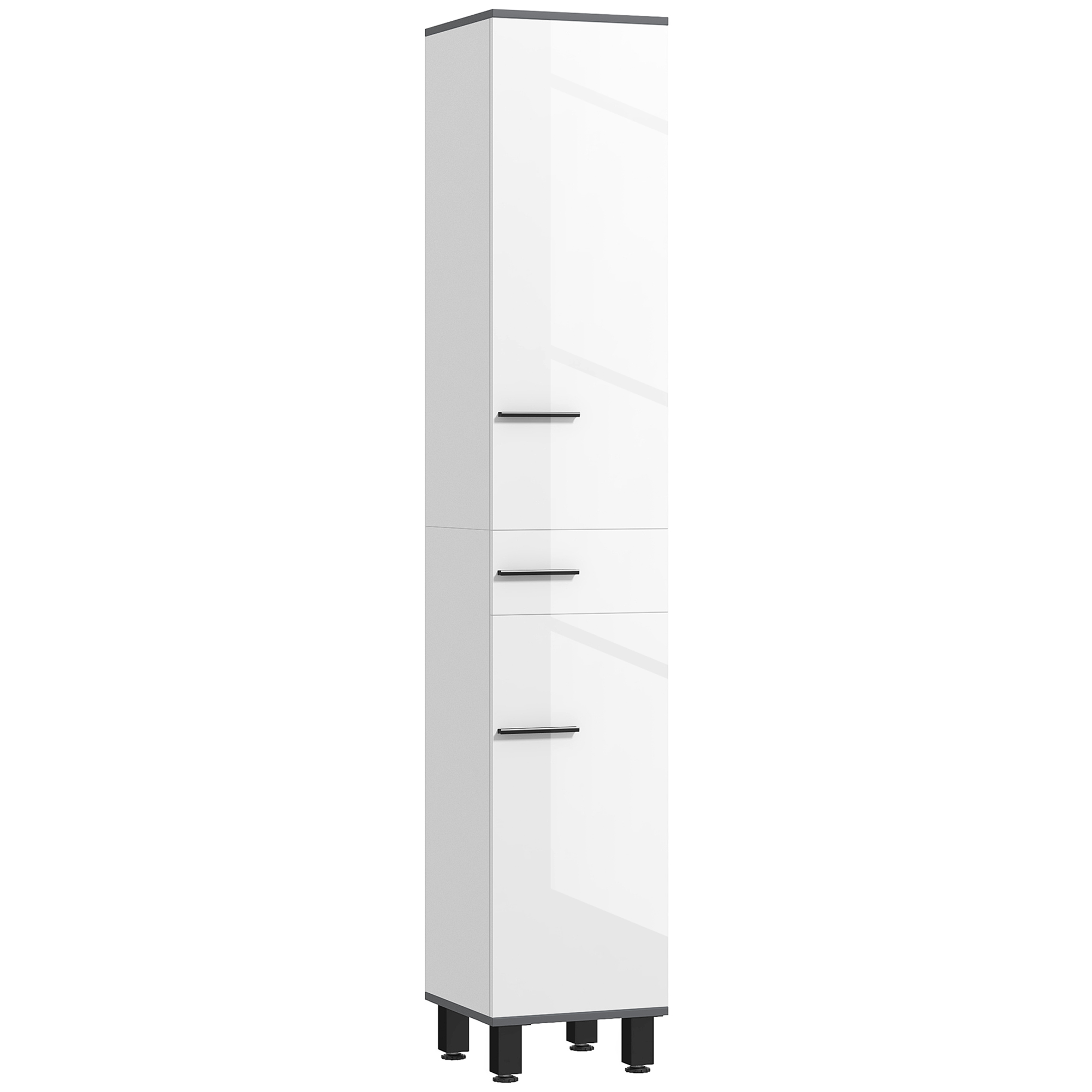 HERON 190cm Slim Bathroom Storage Cabinet - White - Life Essentials