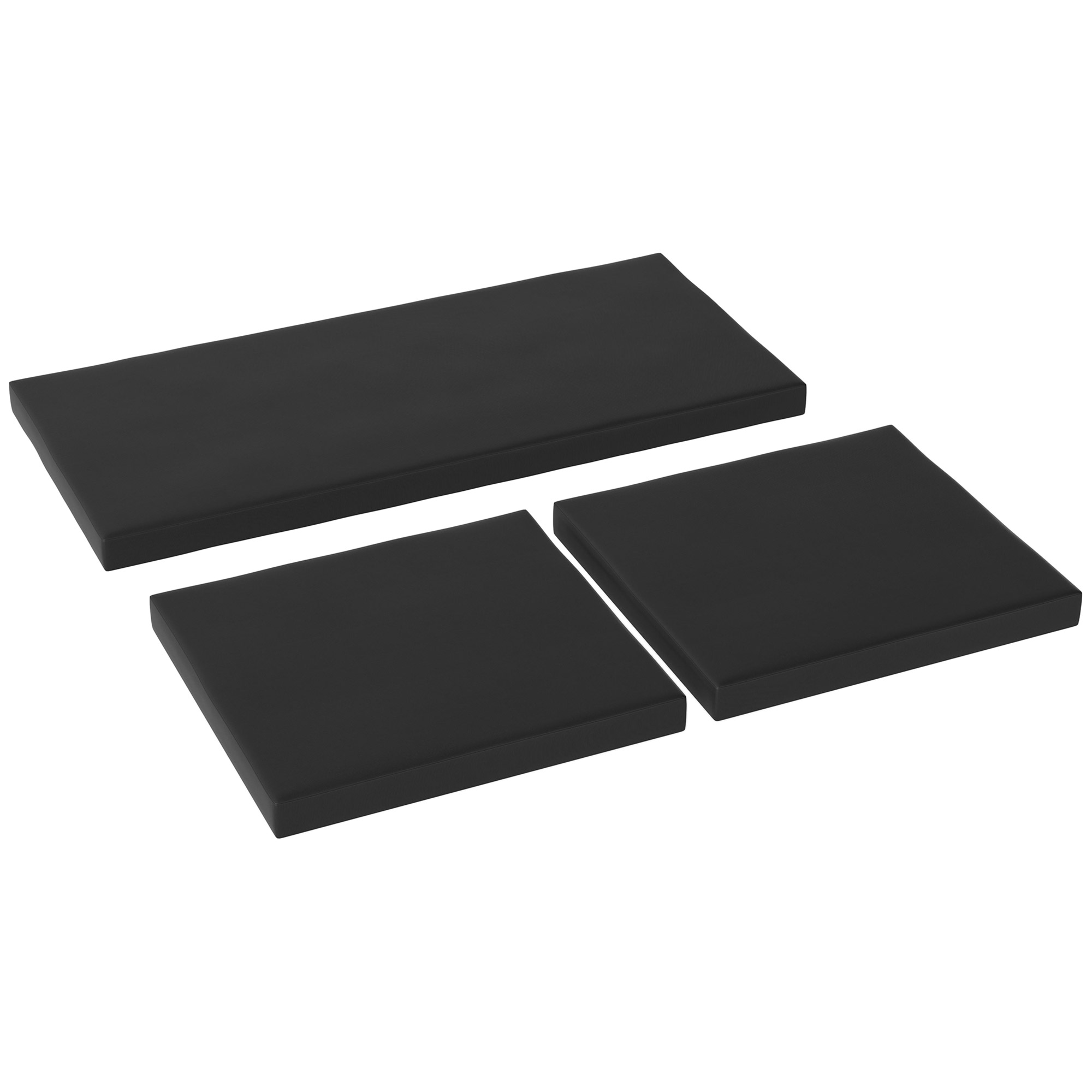 SUNVISTA Outdoor Seat Cushion Pads for Rattan Furniture, 3 PCs Garden Furniture Cushions, Black - Life Essentials