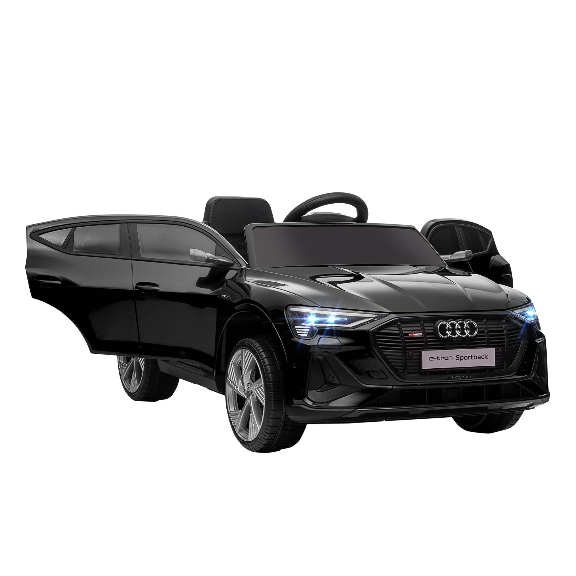 Kids Electric Ride-On Sports Car, 12V Two Motors Battery Powered Toy w/ Remote Control, Lights, Music, Horn - Black - Life Essentials