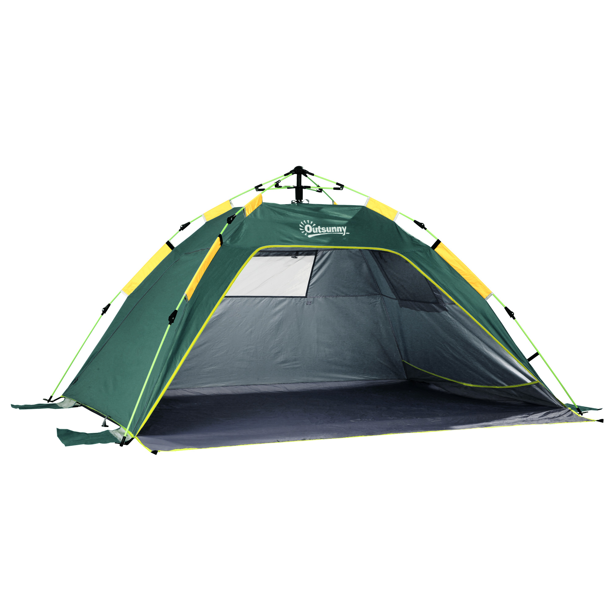 Beach Tent for 1-2 Person Pop-up Design with 2 Mesh Windows & 2 Doors Dark Green - Life Essentials