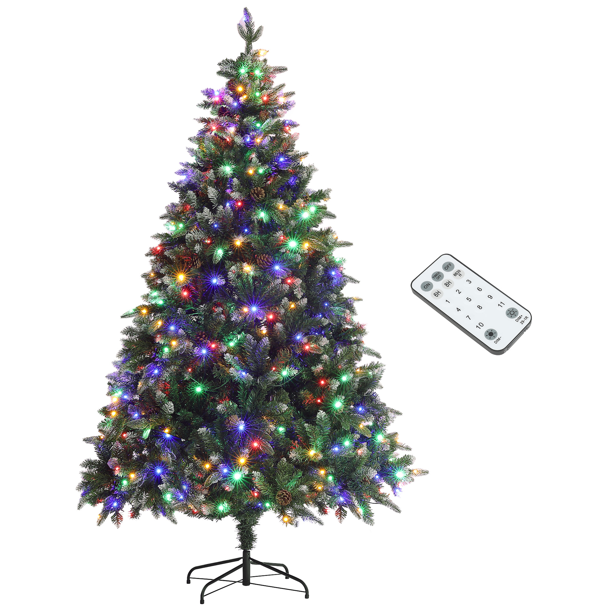 Scott 7ft Prelit Artificial Christmas Tree with Dual Colour LED Lights - Green - Life Essentials