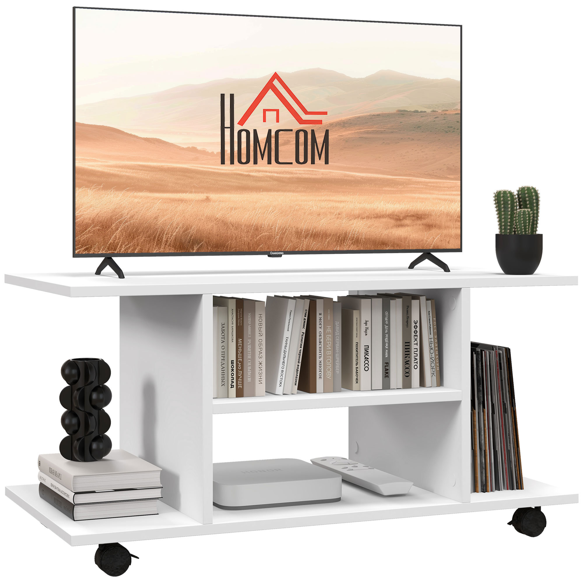 TV Stand W/ Shelves -White - Life Essentials