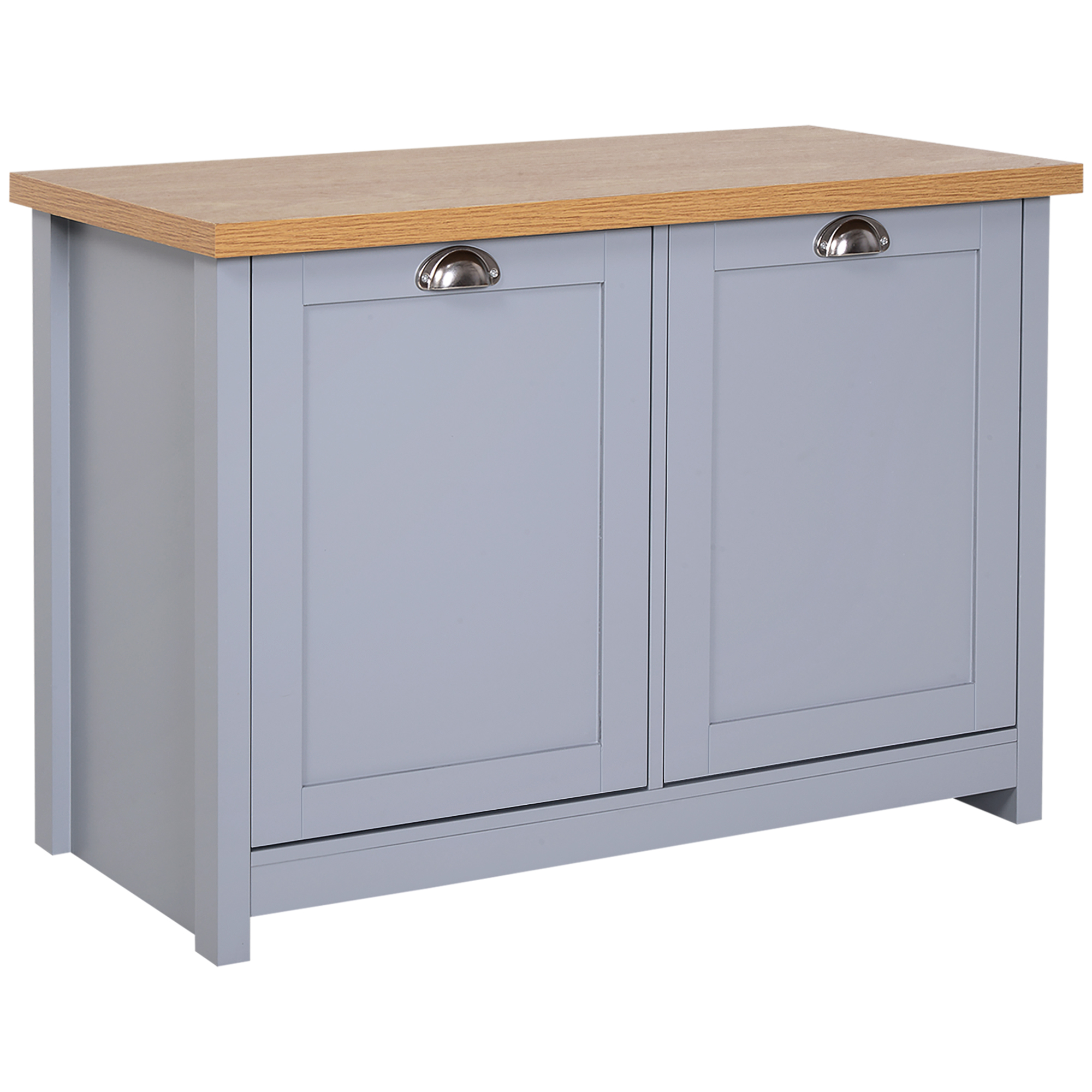 Shoe Cabinet, 2 Doors Hallway Cupboard, Storage Organiser with Shelf, Entryway Shoe Bench, Bathroom Furniture, Grey - Life Essentials