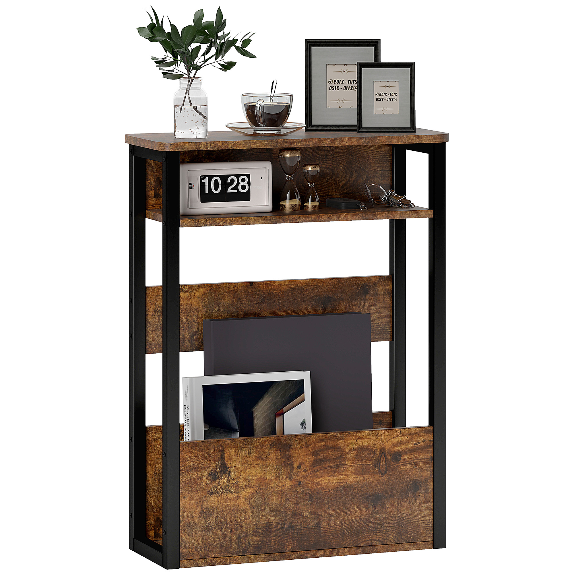 HERON Industrial-Style Side Table - Black/Brown - Life Essentials