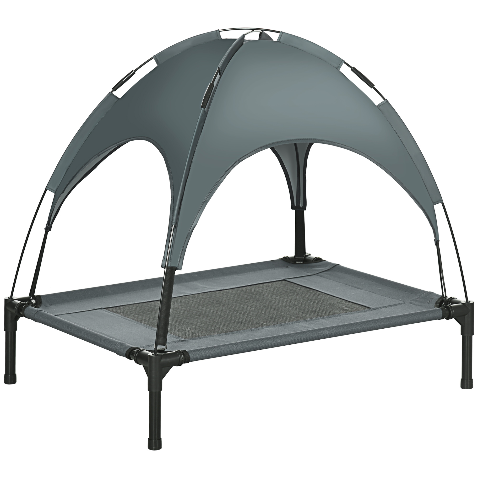 76 cm Elevated Portable Dog Cot Cooling Pet Bed with UV Protection Canopy Shade - Life Essentials