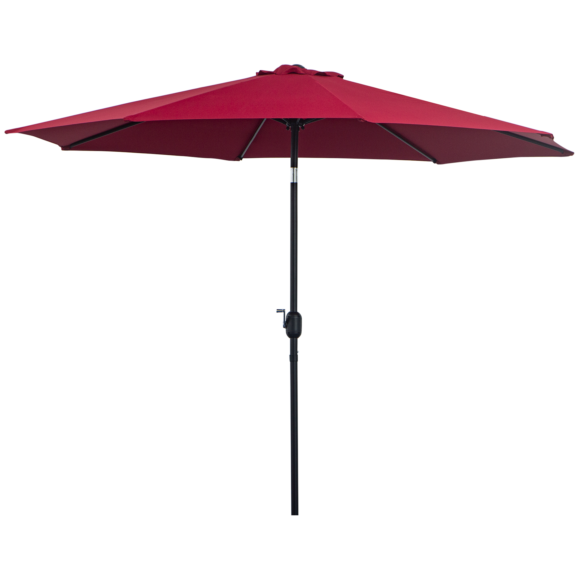 3M Tilting Parasol Garden Umbrellas, Outdoor Sun Shade with 8 Ribs, Tilt and Crank Handle for Balcony, Bench, Garden, Wine Red - Life Essentials