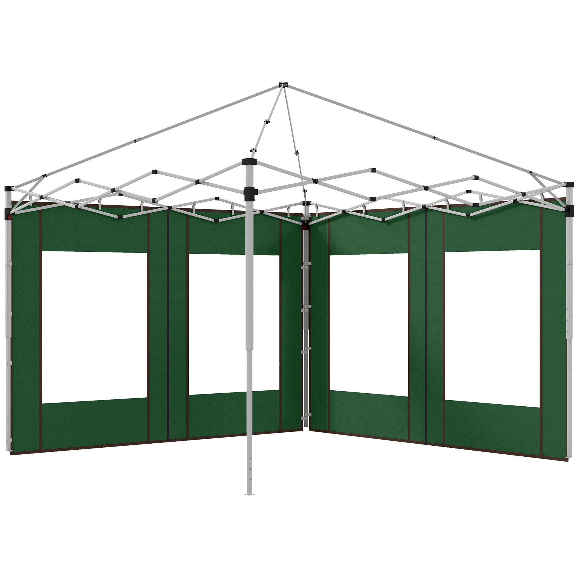 Gazebo Side Panels, 2 Pack Sides Replacement, for 3x3(m) or 3x6m Pop Up Gazebo, with Doors and Windows, Green - Life Essentials