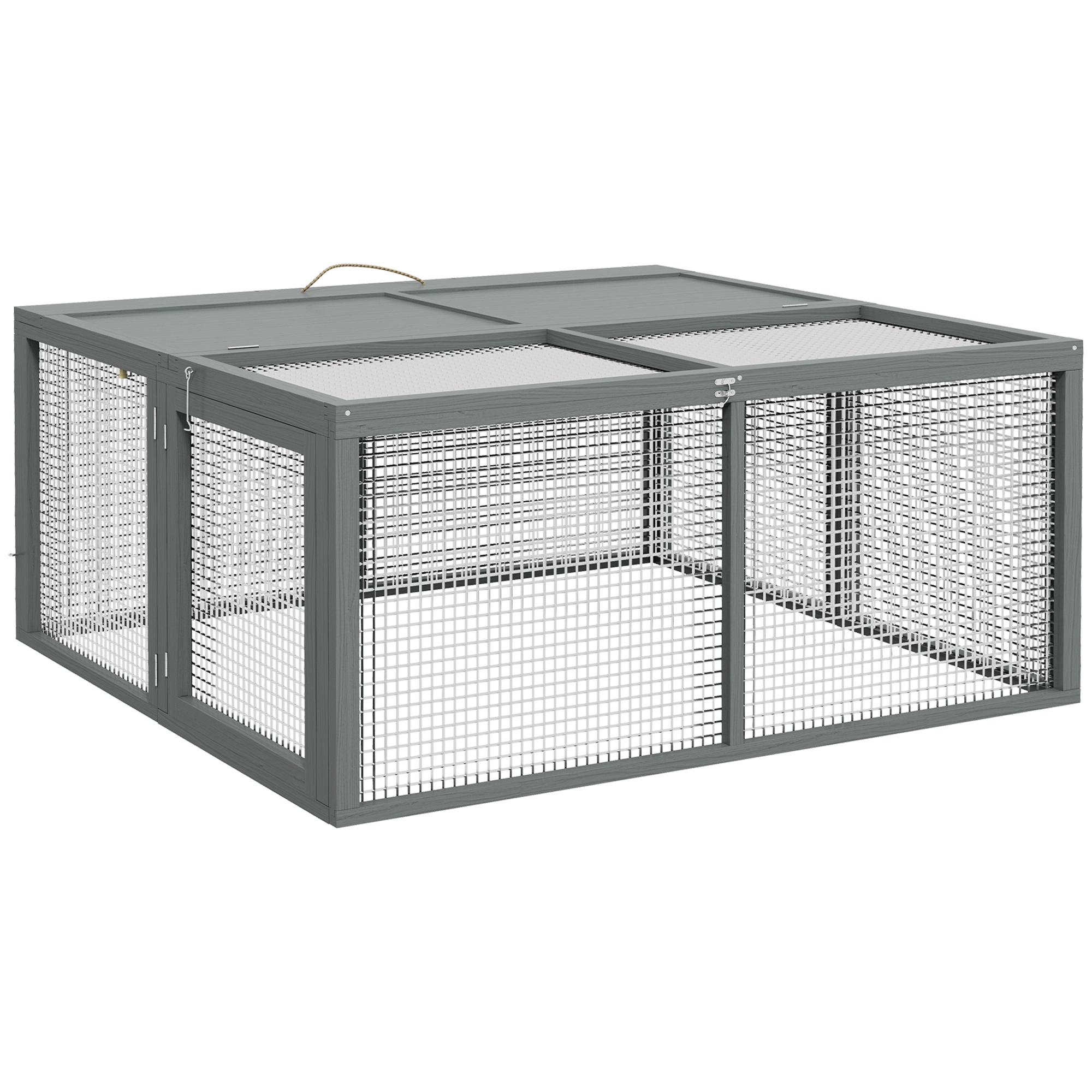 Shelley Wooden Folding Rabbit Hutch in Grey - Space Efficient - Life Essentials